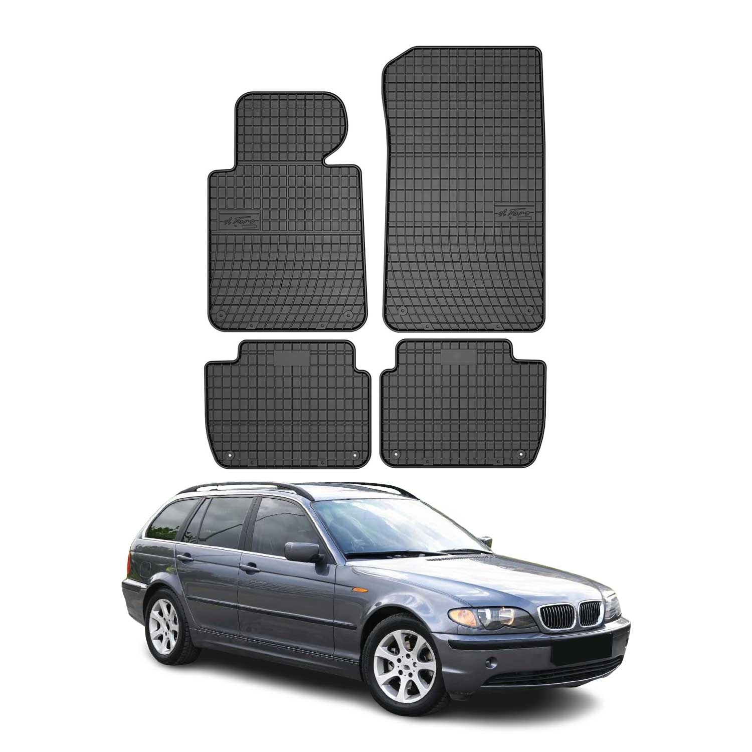 1999-2005 BMW 3 Series E46 Sedan & Touring Floor Mats Liners Full Set All Weather Rubber Black