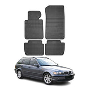 1999-2005 BMW 3 Series E46 Sedan & Touring Floor Mats Liners Full Set All Weather Rubber Black