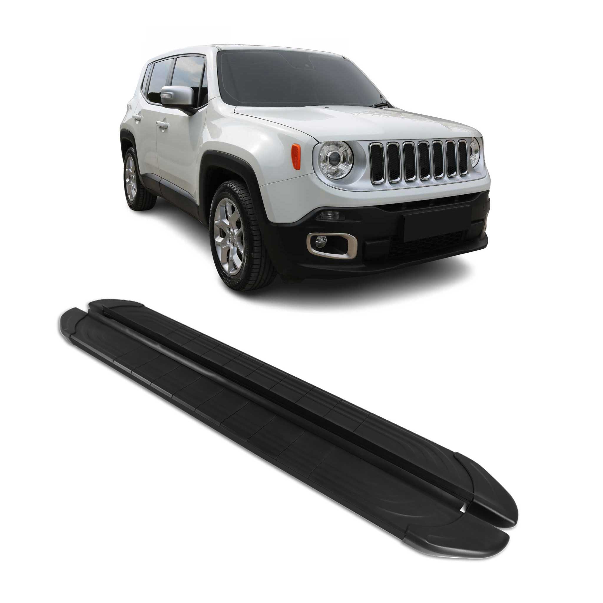 2015-2024 Jeep Renegade Running Boards Side Steps Silver & Black