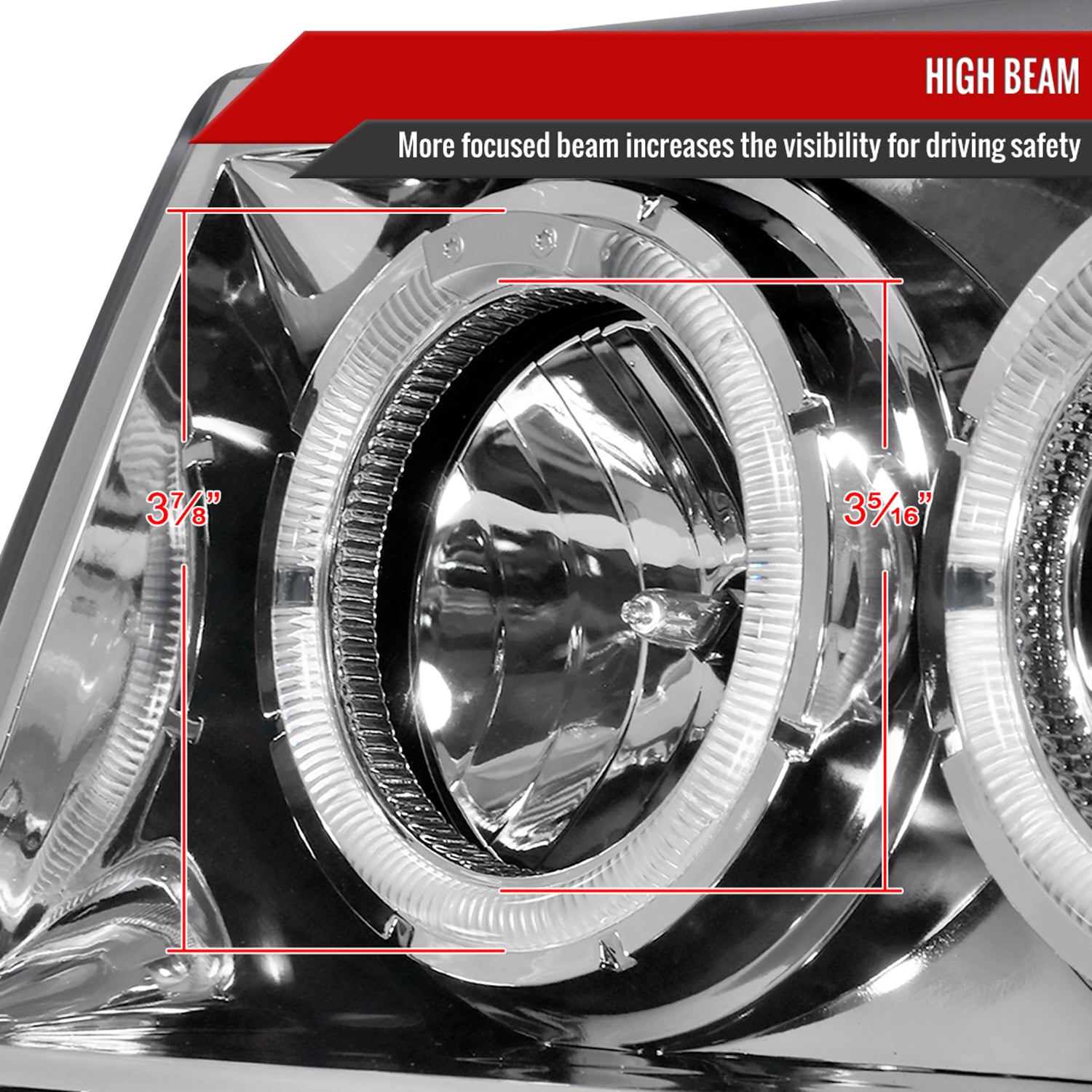 1993-1996 Jeep Grand Cherokee Dual Halo Projector Headlights Chrome/Clear Lens