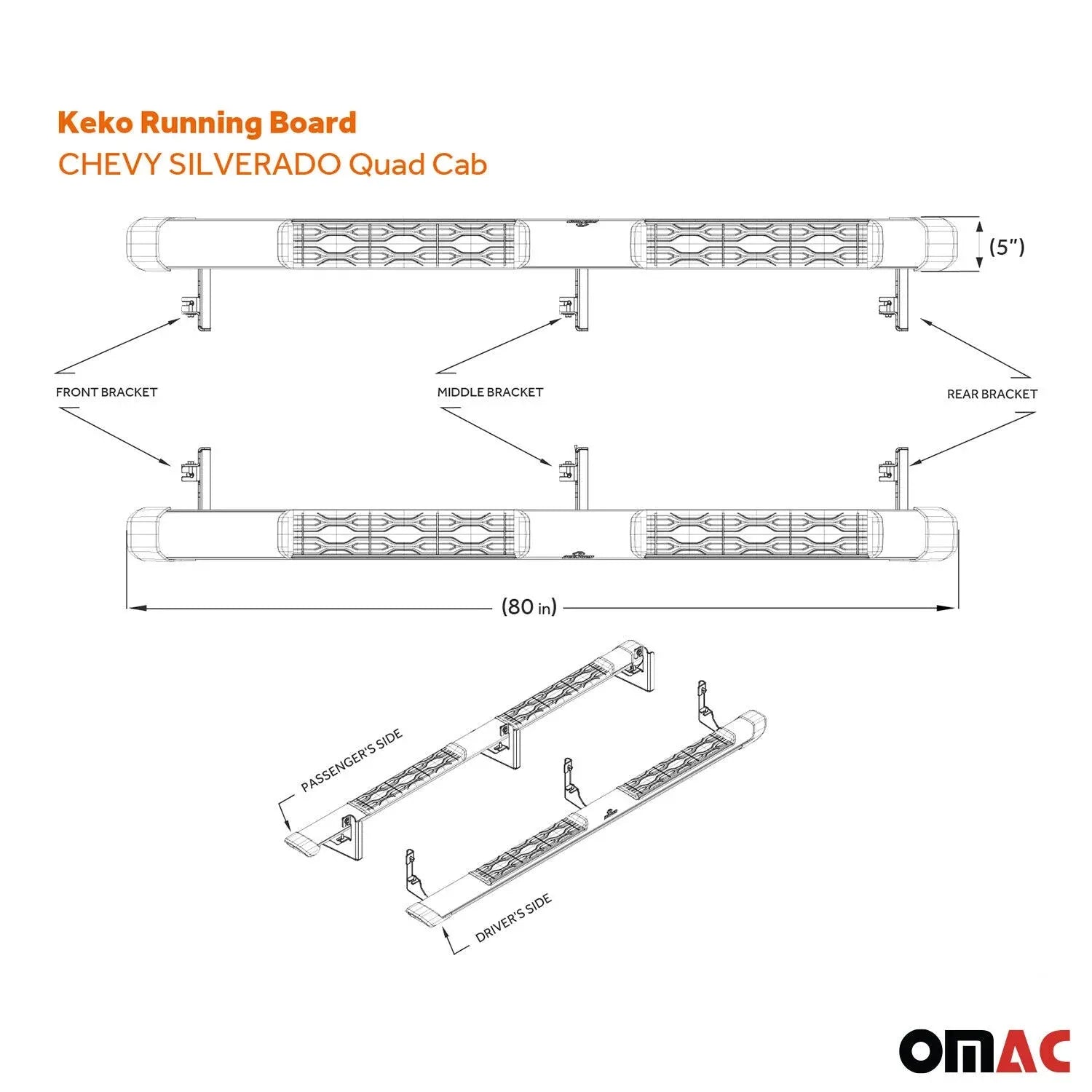 2019-2023 GMC Sierra 1500 Running Boards Double Cab Nerf Bar Side Step