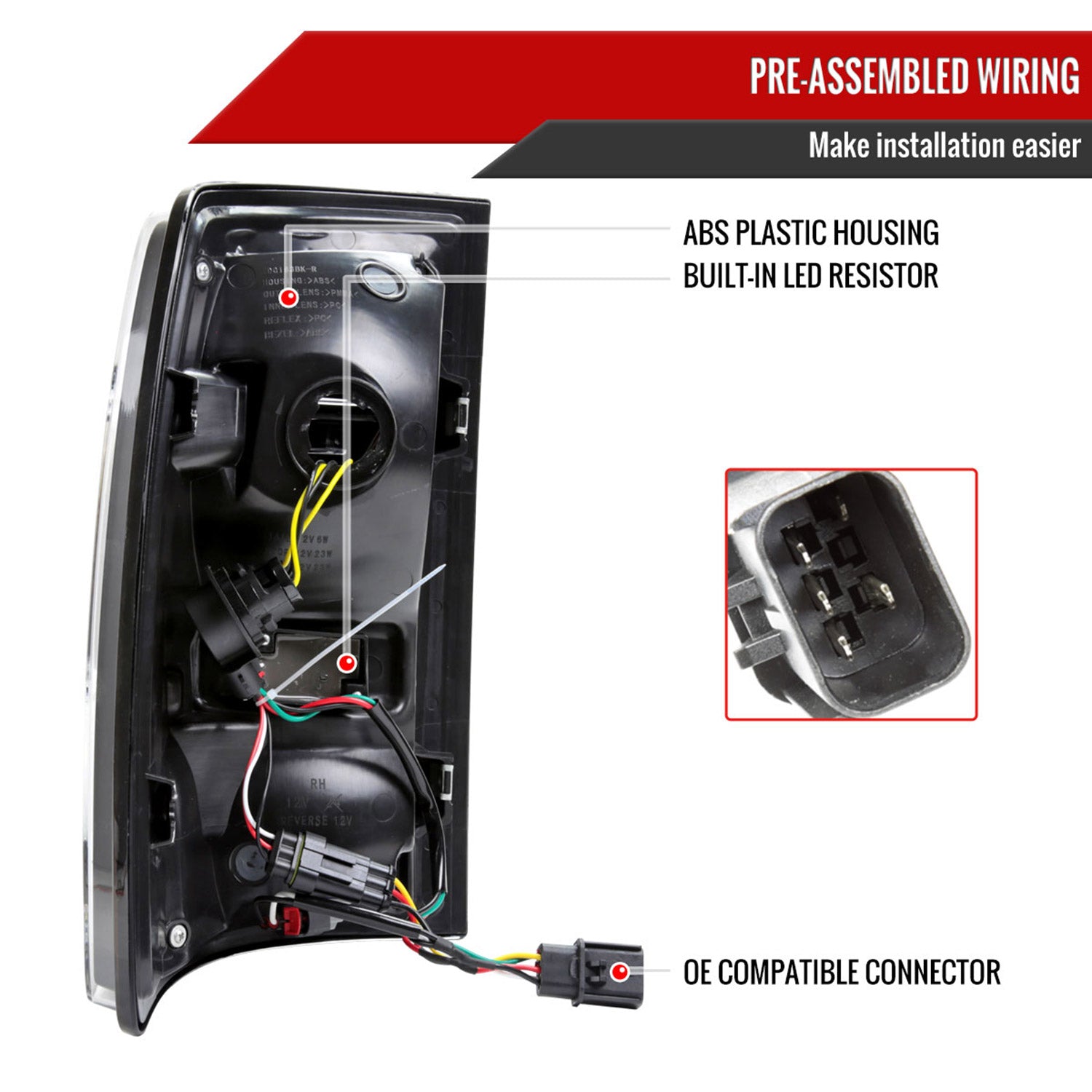 2013-2018 RAM 1500/2500/3500 Sequential Signal LED Tail Lights Black/Clear