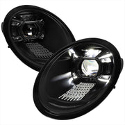 For Porsche 911 997.2 2009-2013 LED Projector DRL Headlights Matte Black Glossy Accents Clear Lens
