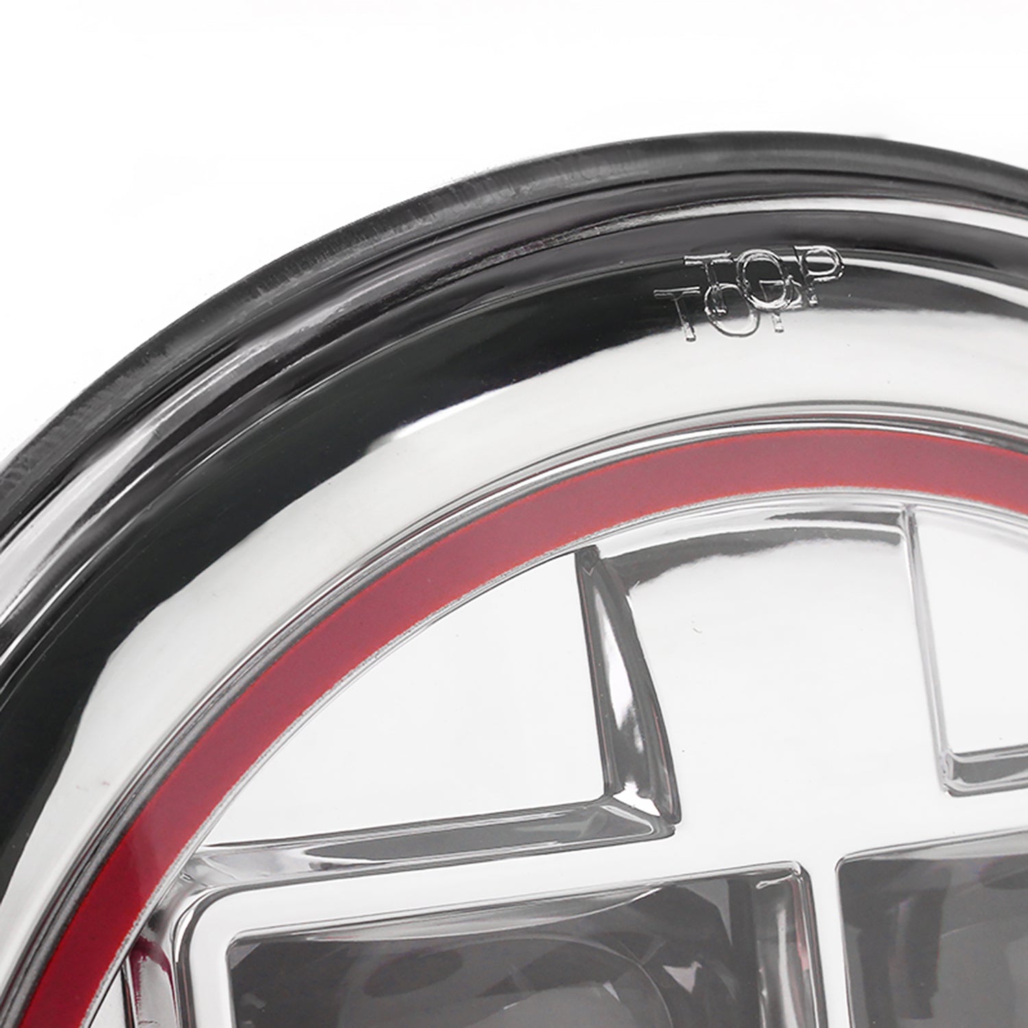 Universal 7" Cree LED Red Rim Projector Headlights - 2PC Chrome/Clear Lens