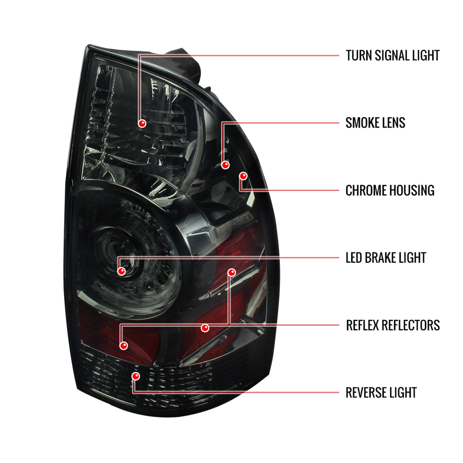 2005-2015 Toyota Tacoma LED Tail Lights Chrome Housing/Smoke Lens