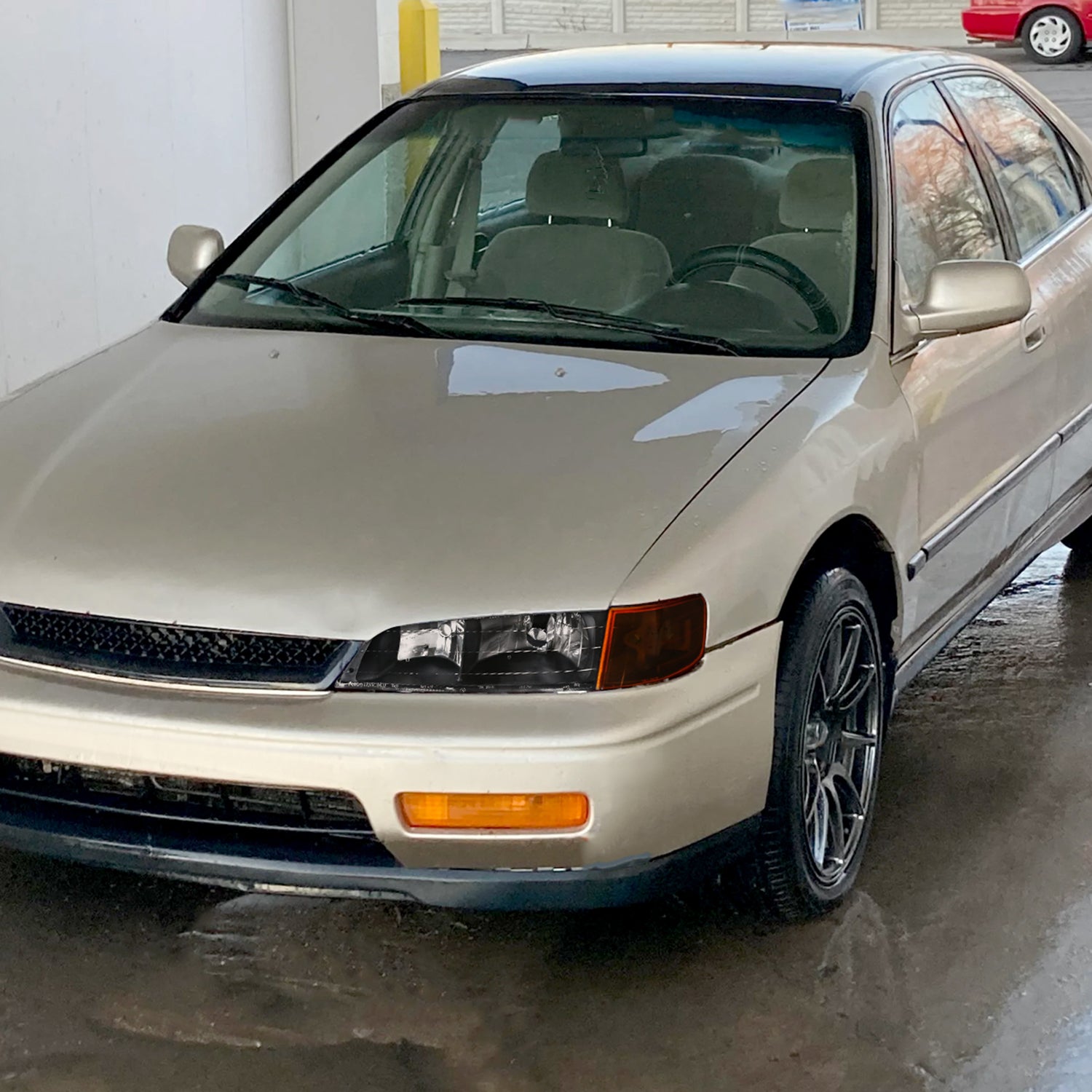 1994-1997 Honda Accord Factory Headlights & Amber Corner Lights Matt Black