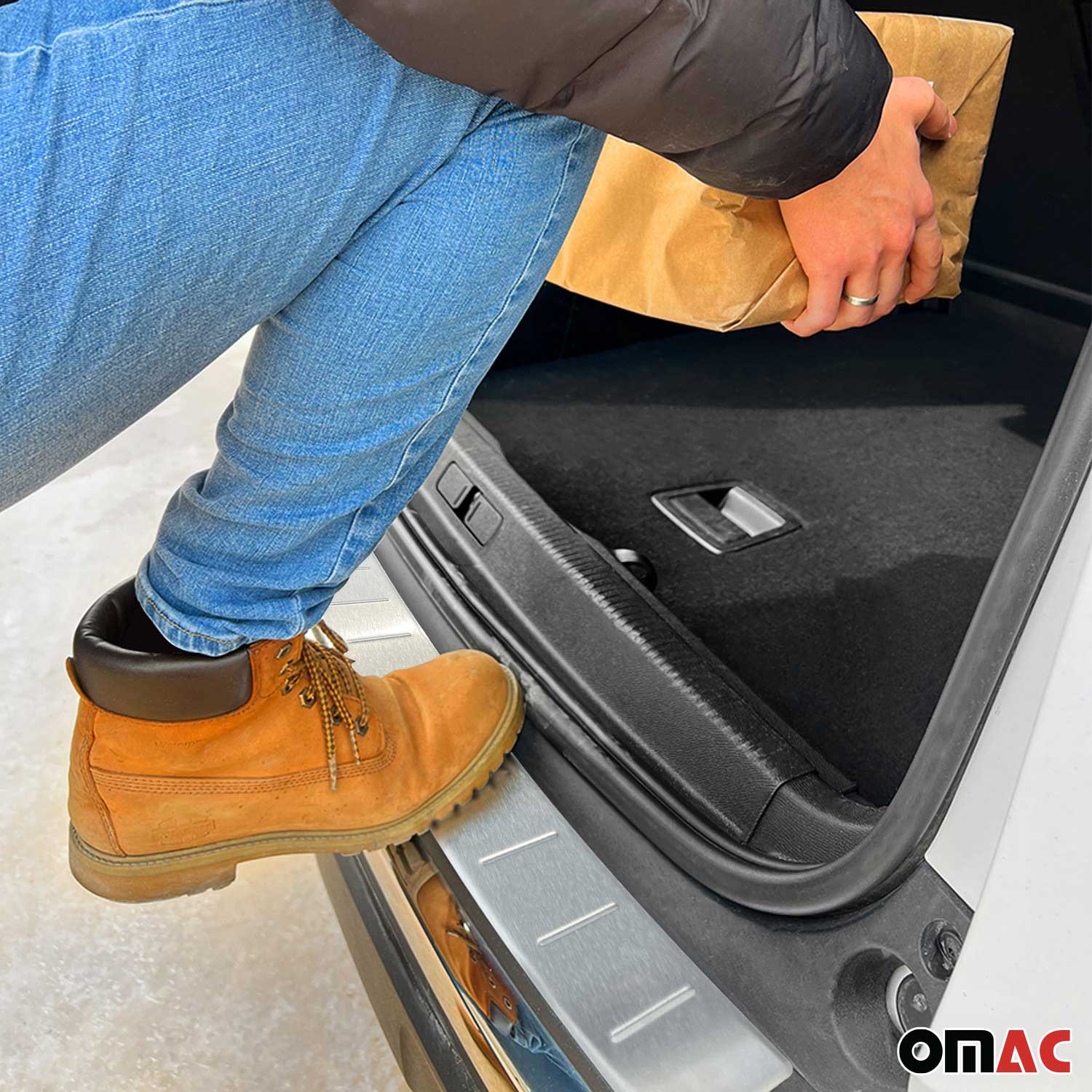 2018-2025 Audi Q5 2.gen FY Rear Bumper Sill Cover Protector Guard Brushed Stainless Steel