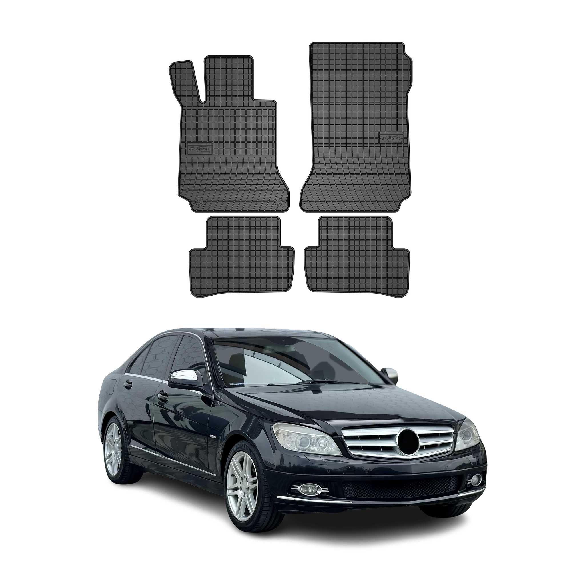 2010-2014 Mercedes C Class W204 Floor Mats Liners Full Set All Weather Rubber Black