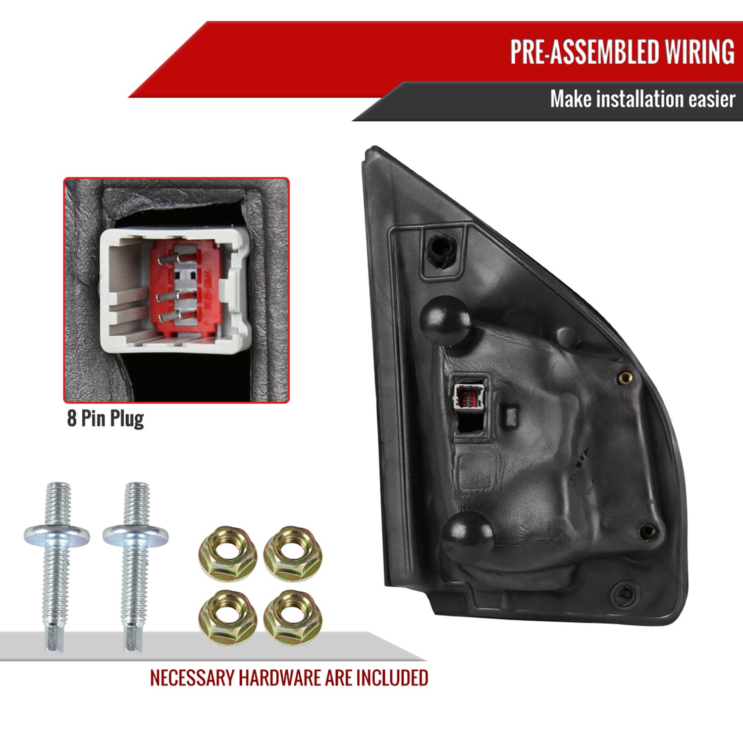 2015-2020 Ford F-150 Black Heated Side Mirror LED Turn Signal Driver Side