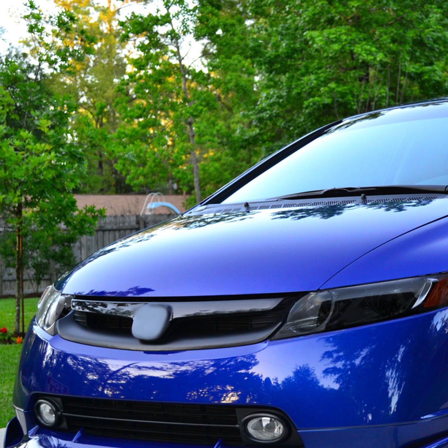 2006-2011 Honda Civic Sedan Projector Headlights R8 LED Light Chrome/Smoke