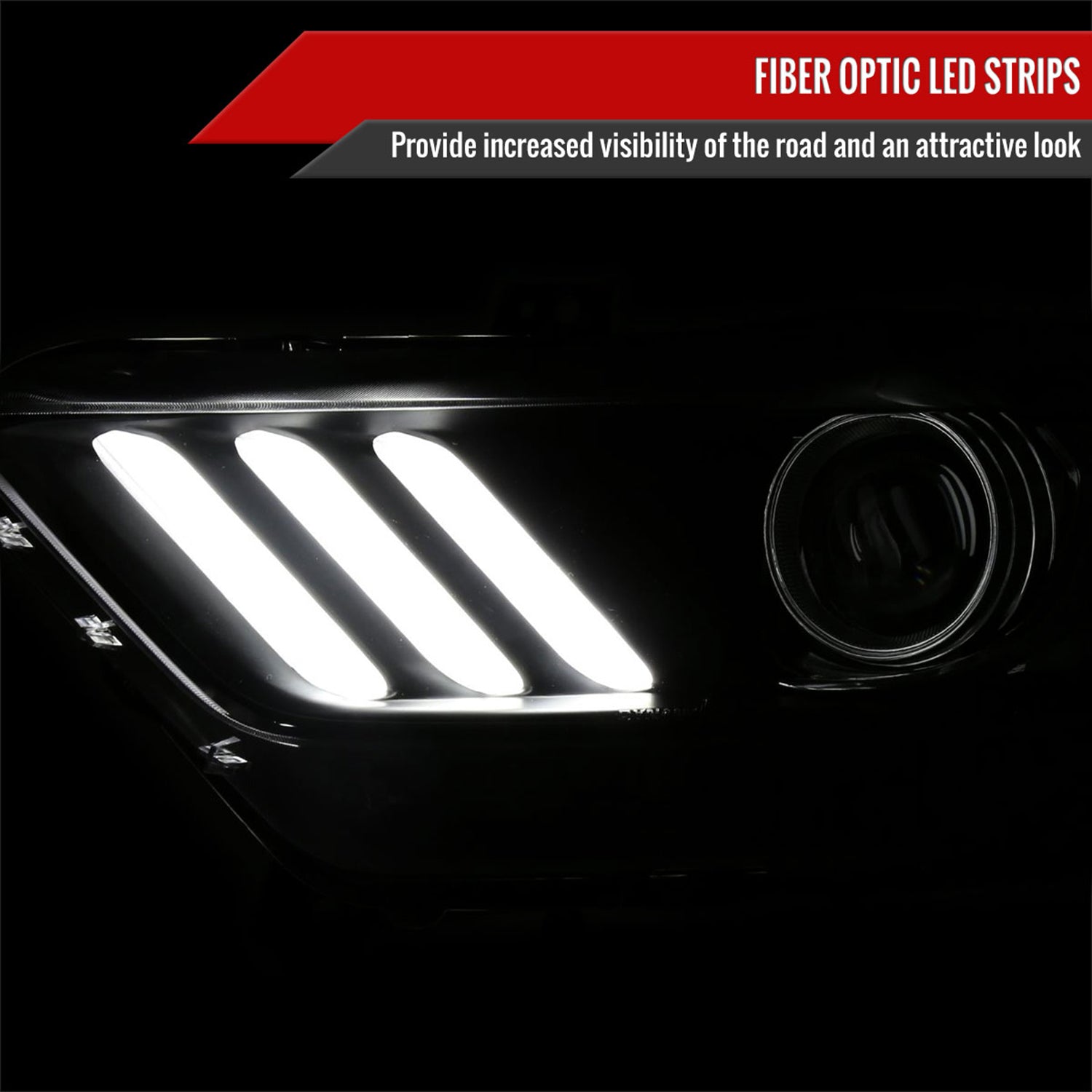 2015-2017 Ford Mustang / 18-2020 Shelby Strip LED Xenon HID Headlights Smoke