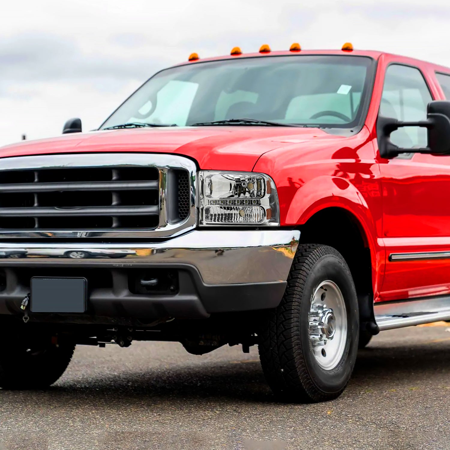 1999-2004 Ford F-250/350/450/550/Excursion Crystal Headlights LED Light Chrome