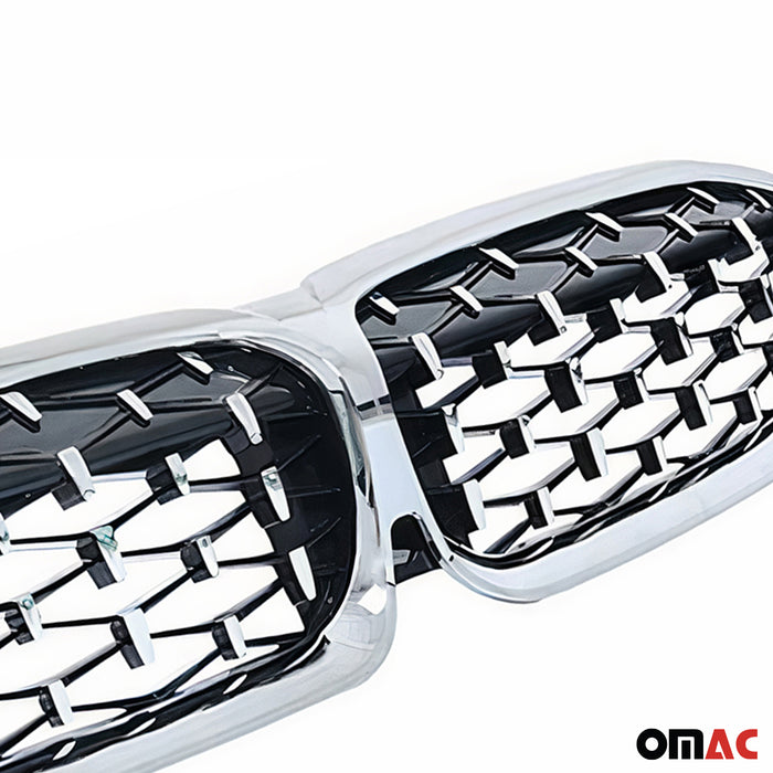 For BMW 3 Series G20 2019-2022 Front Kidney Grille Glossy Black & Silvery Meteor