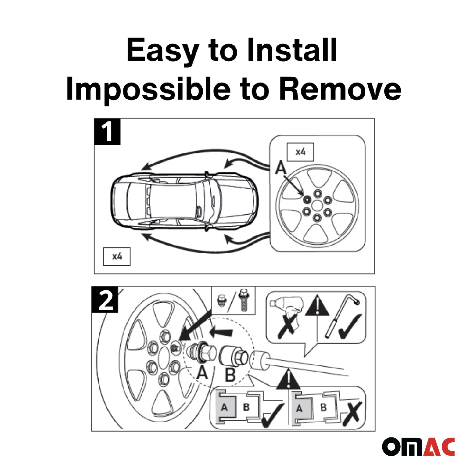 Wheel Lock Kit for ACURA RDX ILX TLX TSX Honda Accord HR-V M12X1.5 Nut 4Locks