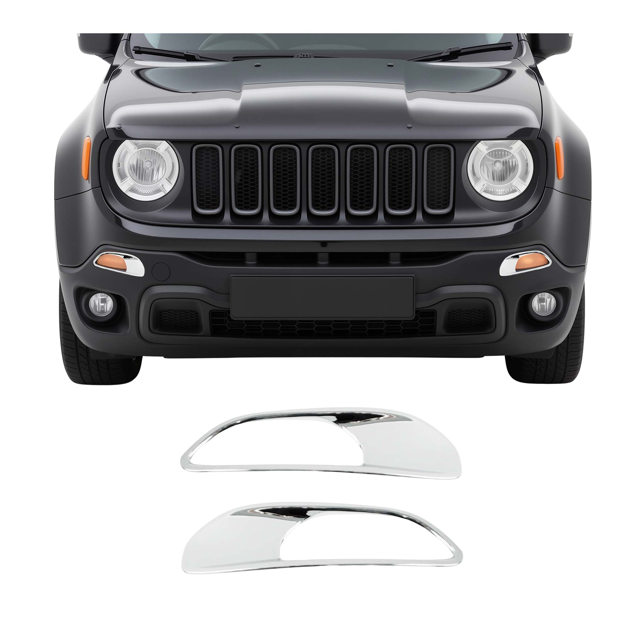 2015-2018 Jeep Renegade Headlight Trim Bottom Chrome ABS 2Pcs