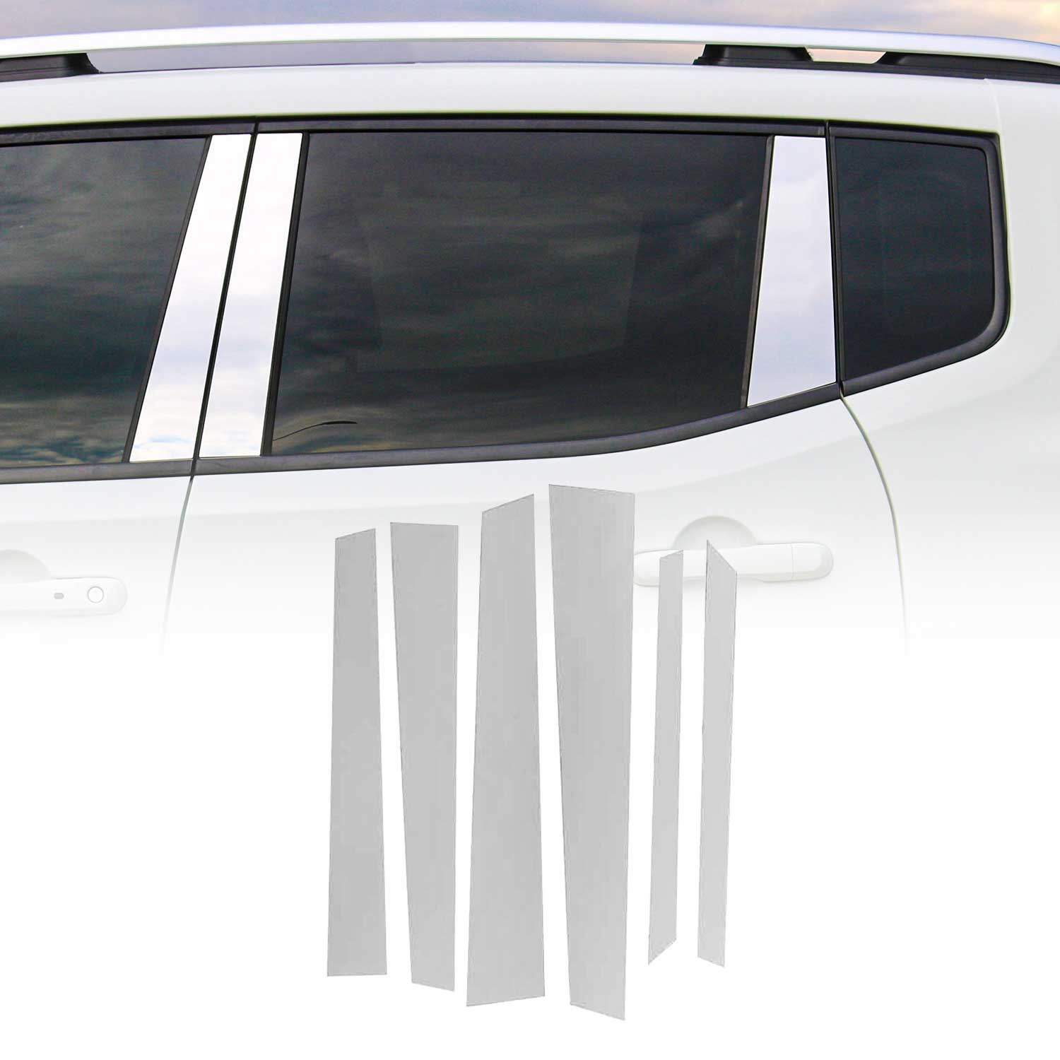 2010-2015 Hyundai Tucson Window B Pillar Posts Door Trim Stainless Steel Silver 6x