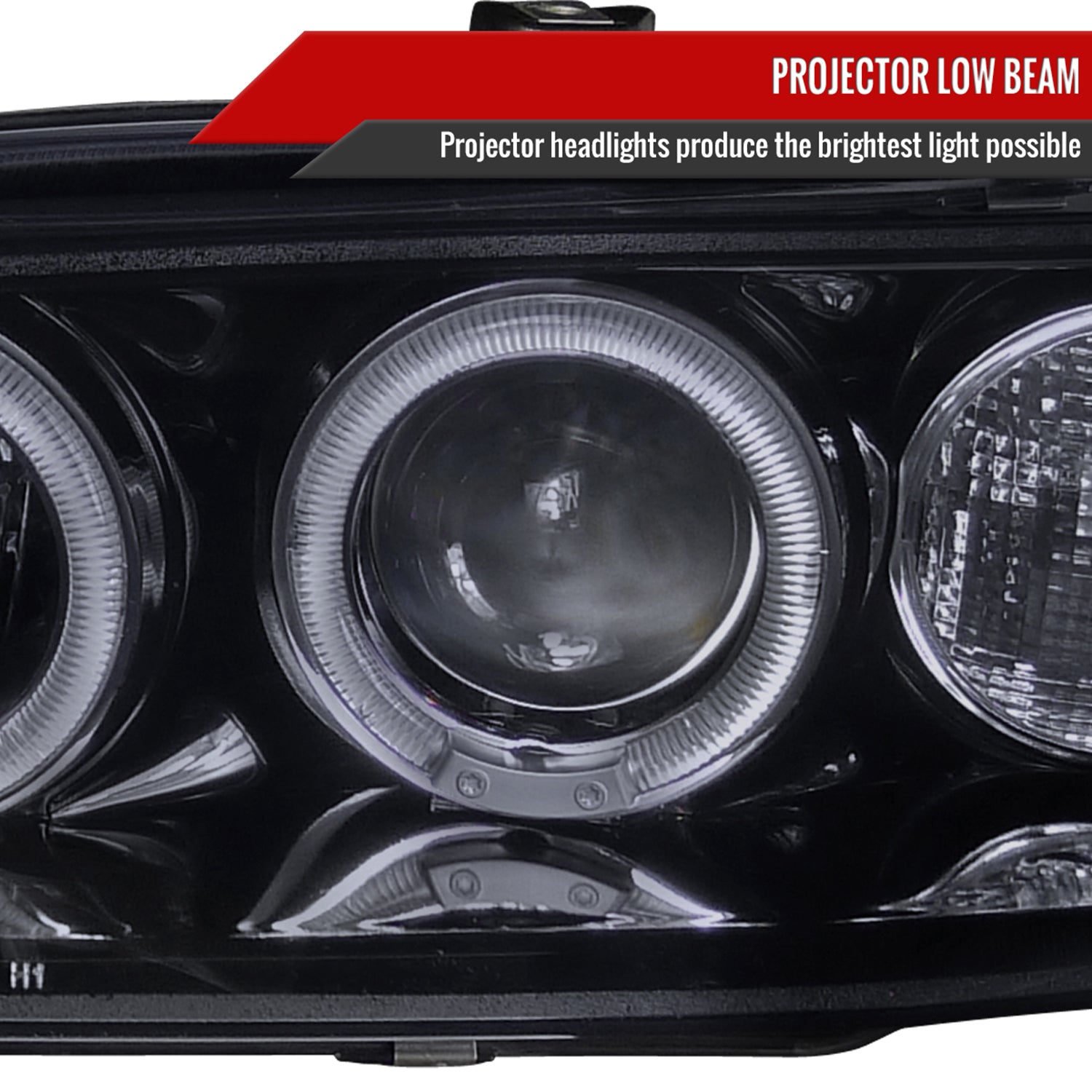 1994-1997 Honda Accord Dual Halo Projector Headlights Glossy Black/Smoke Lens