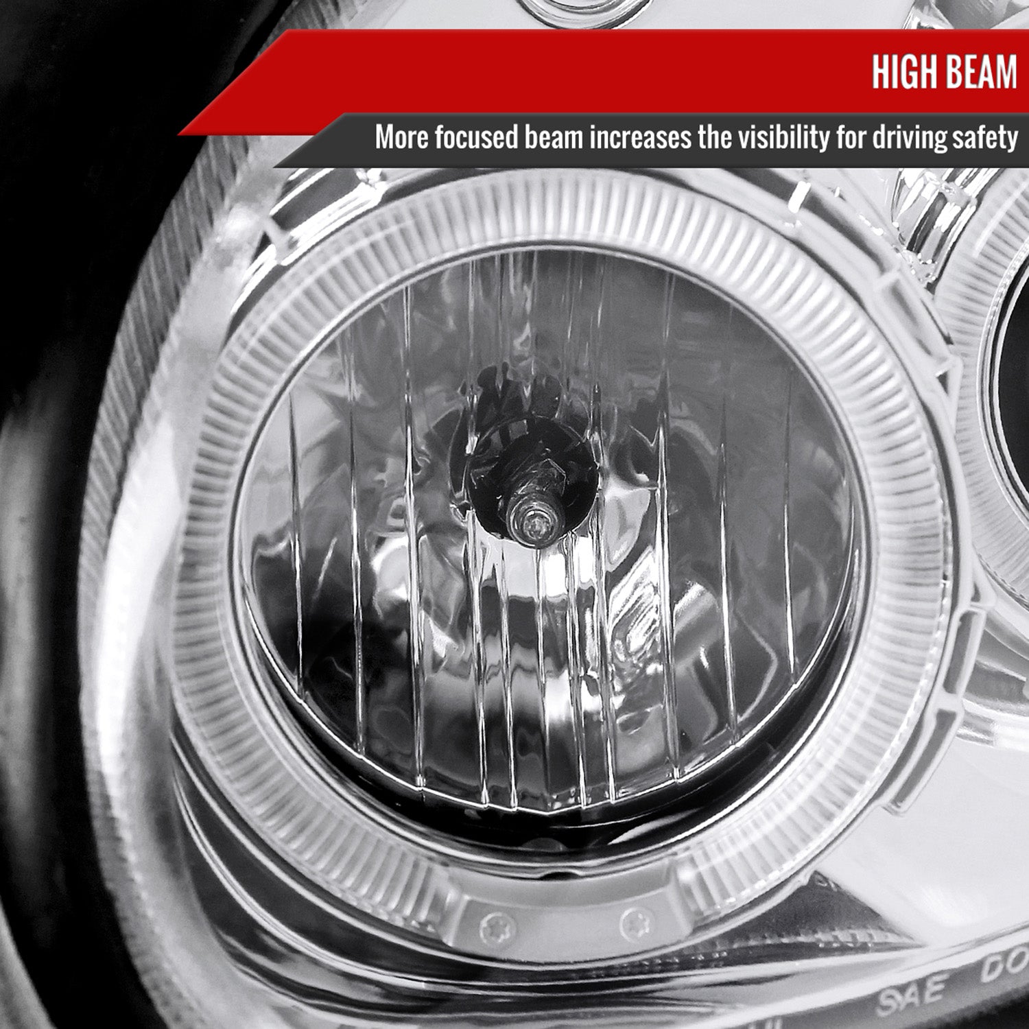 2000-2002 Dodge Plymouth Neon Dual Halo Projector Headlights Chrome/Clear Lens