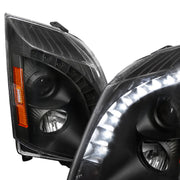 2008-2014 Cadillac CTS Projector Headlights w/LED Light Strip Matt Black/Clear