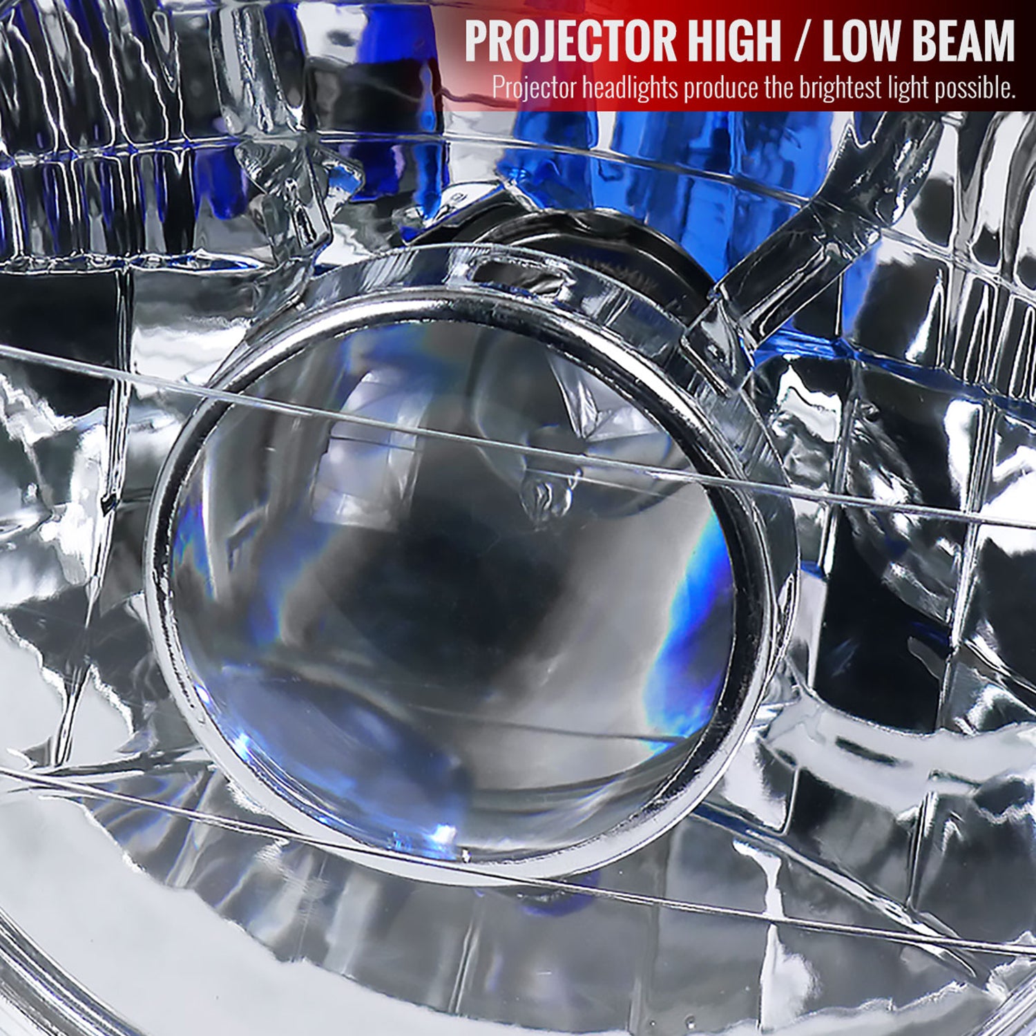Universal 7" Round H4 Projector Headlights Chrome Housing/Clear Lens
