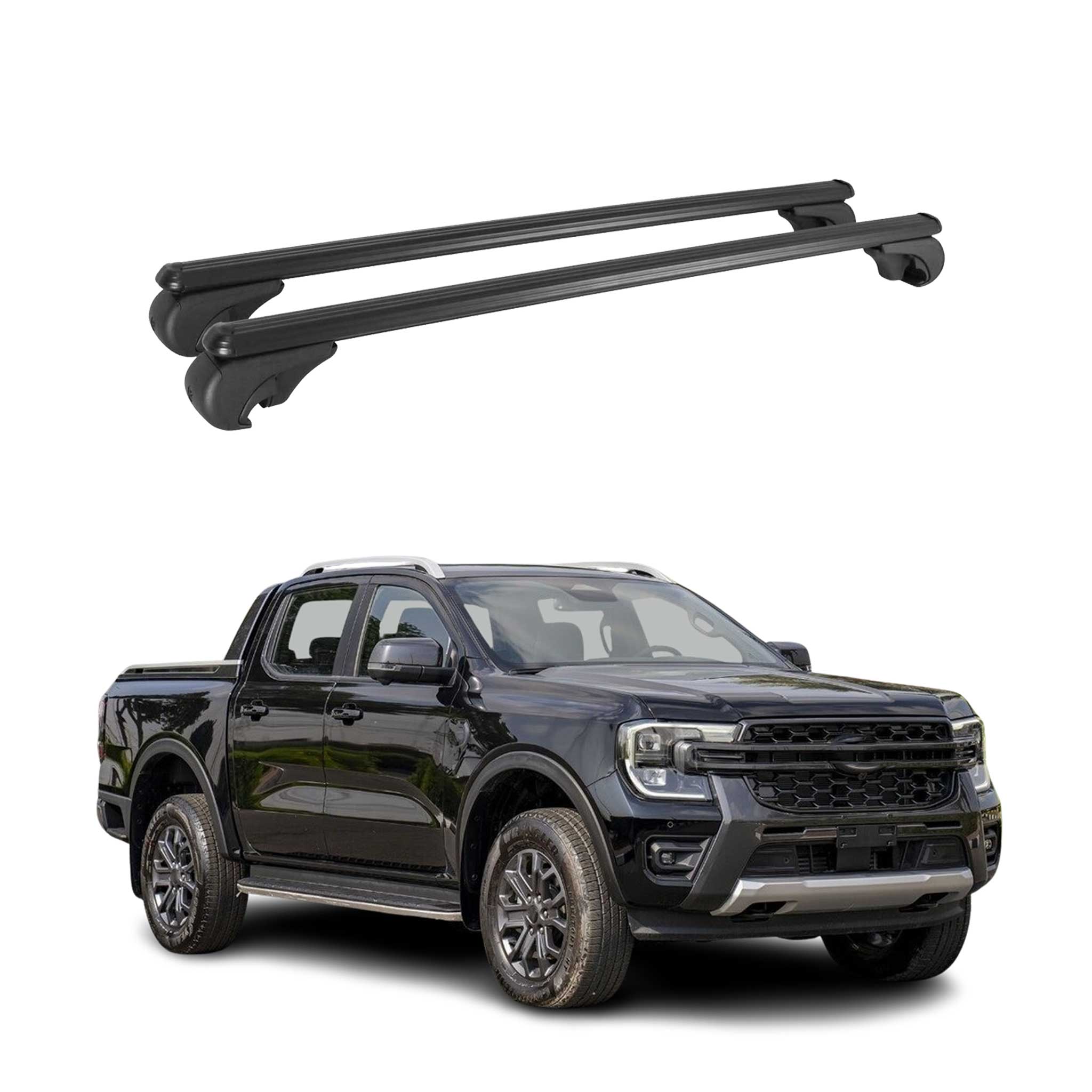 2024-2025 Ford Ranger Roof Rack Cross Bars Aluminium Black 2Pcs