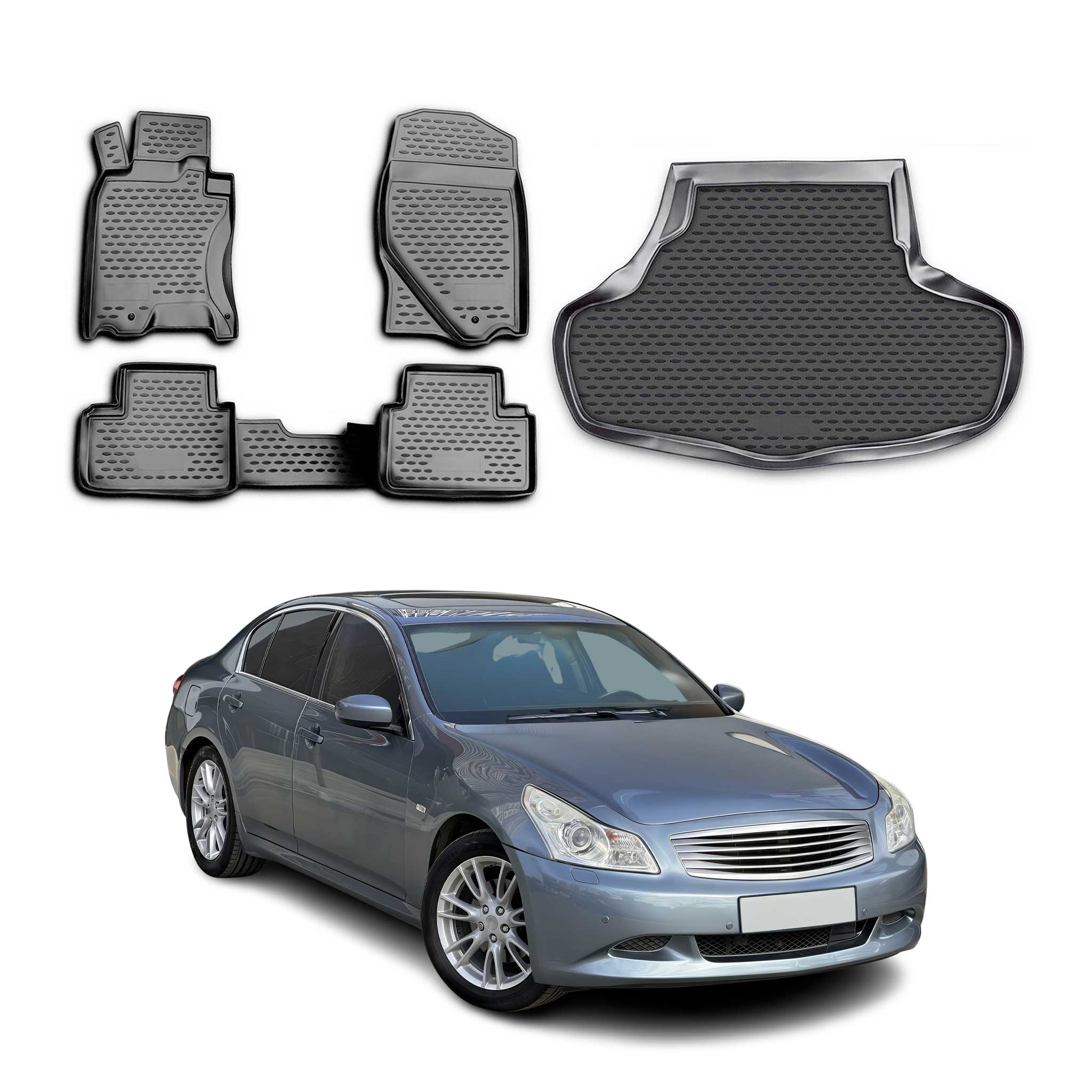2009-2013 Infiniti G37X Floor Mats & Cargo Liner Full Set All Weather Black