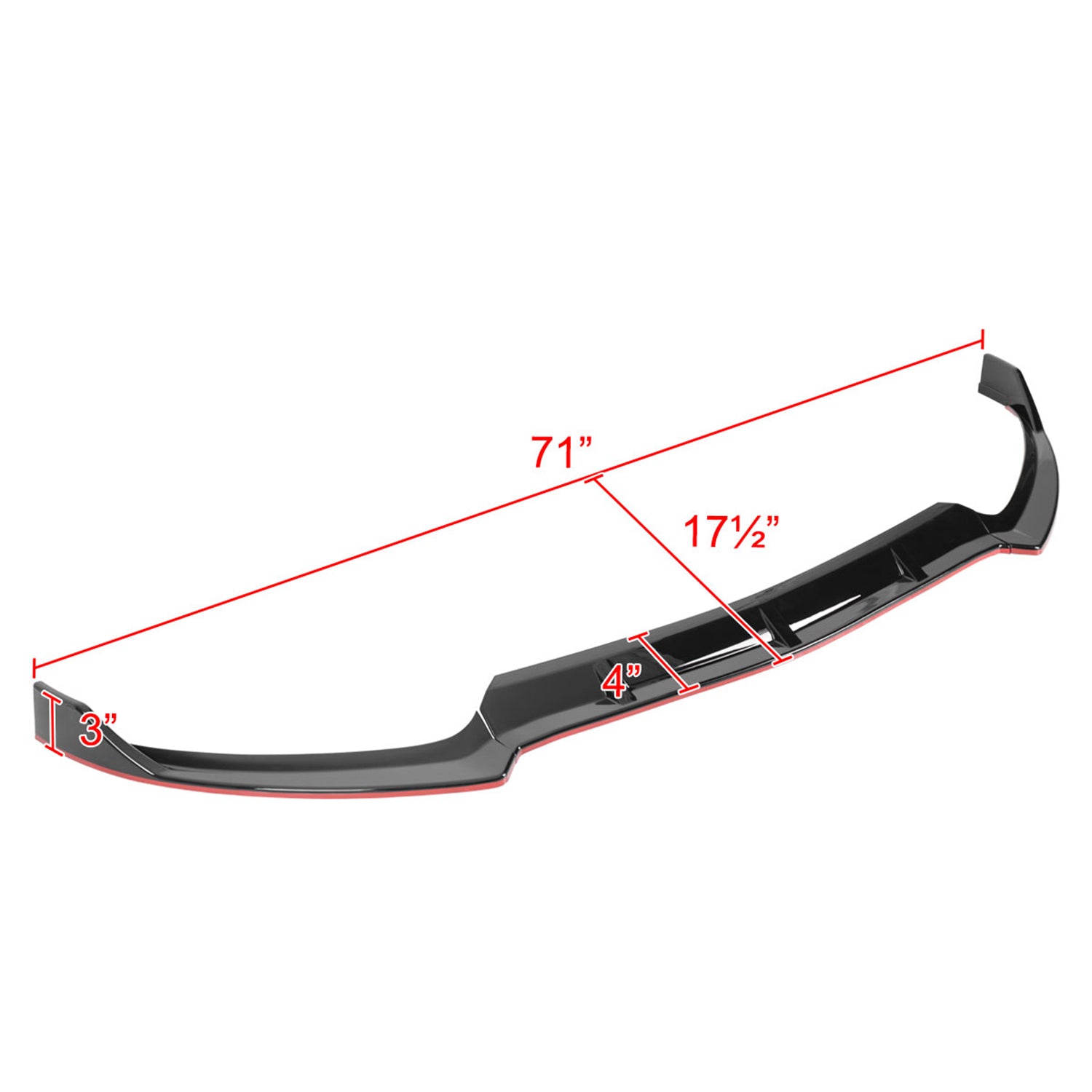 2015-2018 Mercedes W205 C Class Glossy Black/Red Front Bumper Lip Splitter Kit