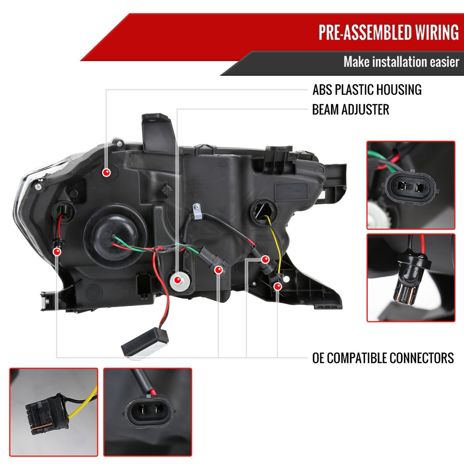 2016-2023 Toyota Tacoma Sequential LED Bar Projector Headlights Matt Black