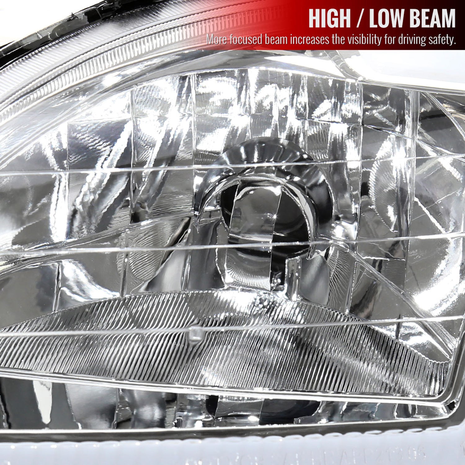 1996-1998 Honda Civic Coupe/Sedan LED Bar Factory Headlights Chrome/Clear
