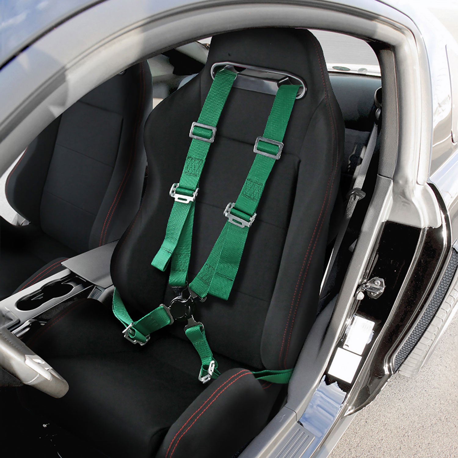 Universal Green 4 Point Quick Release Camlock Racing Seat Belt Safety Harness