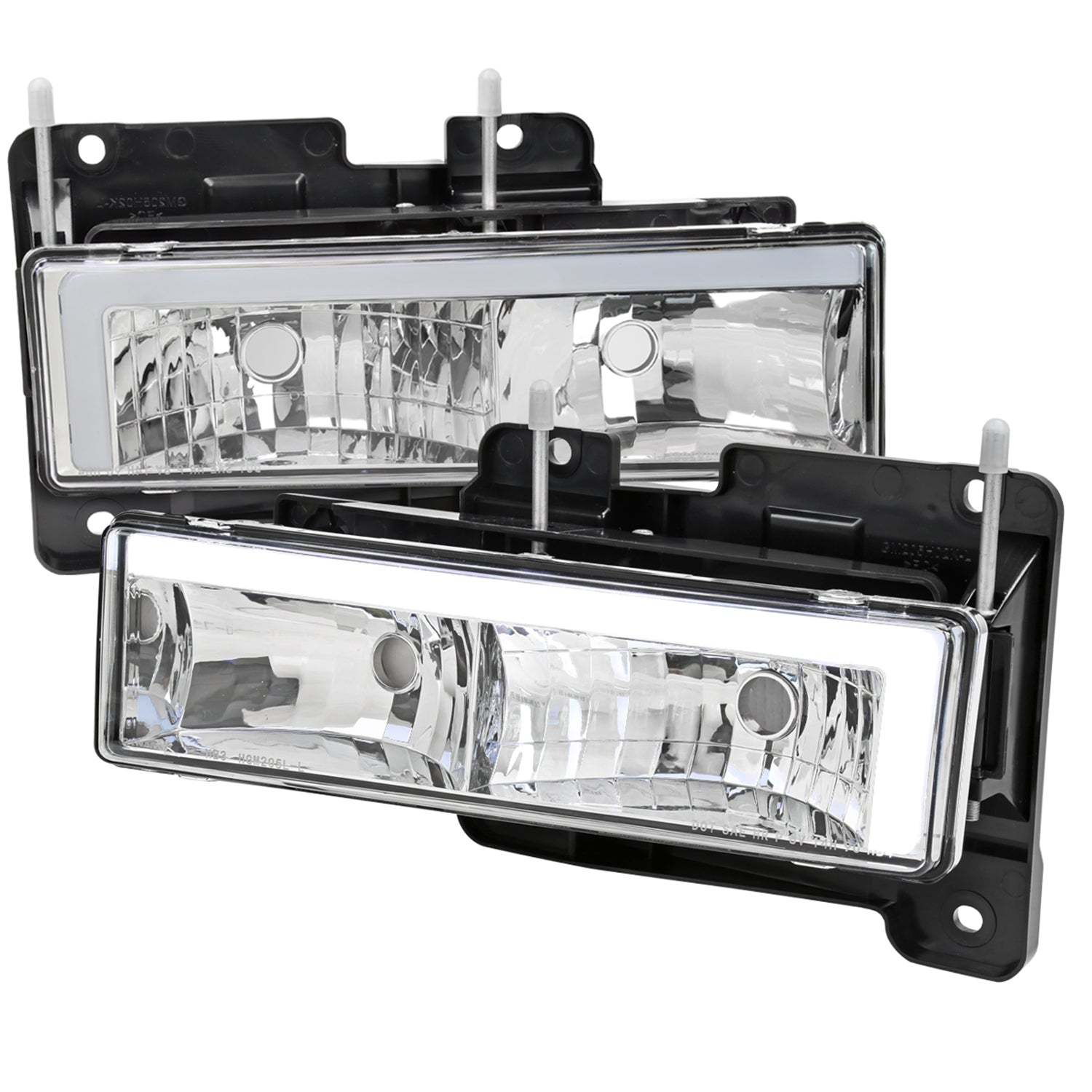 1988-1998 Chevy/GMC C10 C/K LED Strip Factory Style Headlights Chrome/Clear