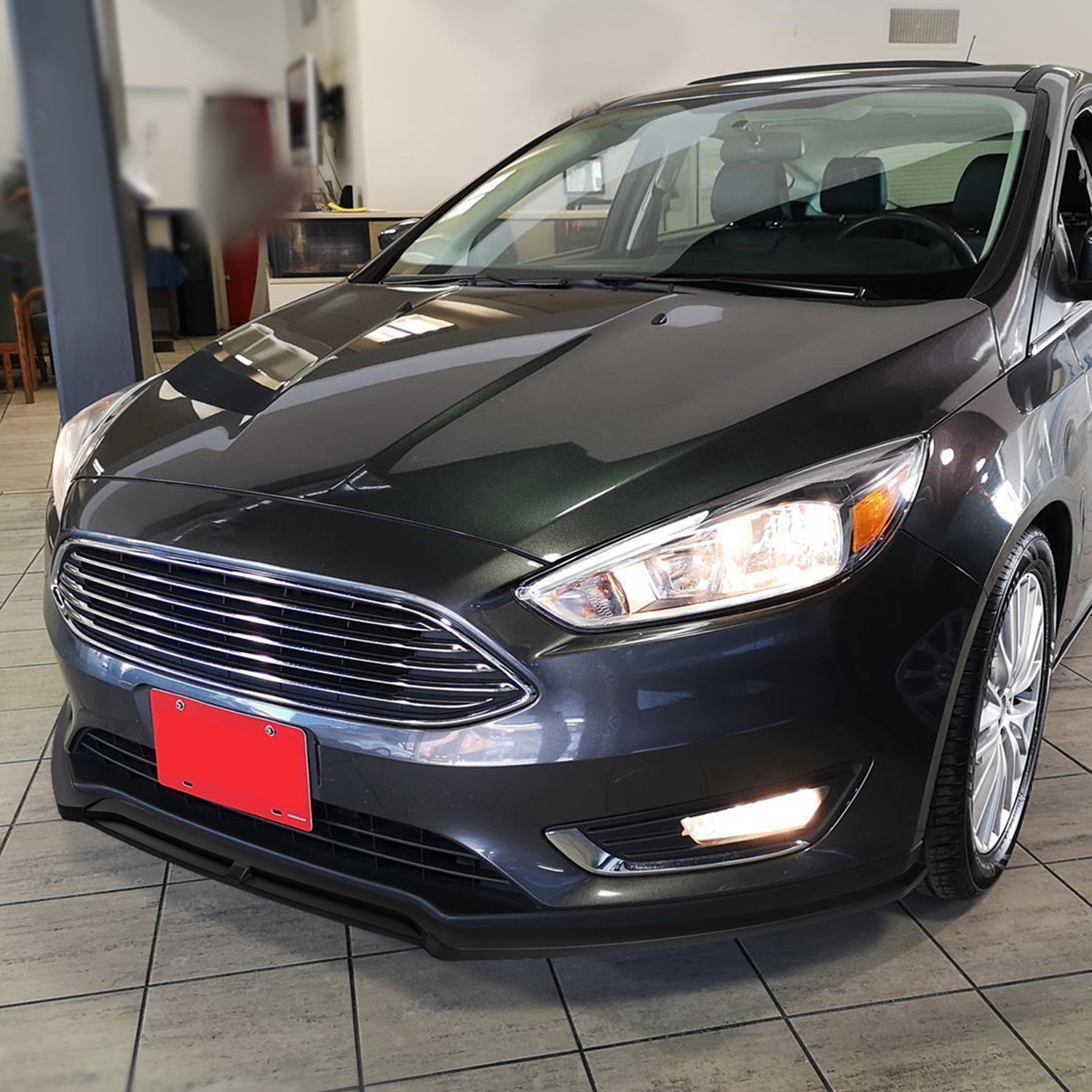 2015-2018 Ford Focus Matte Black Polypropylene 3Pcs Bumper Lip Spoiler