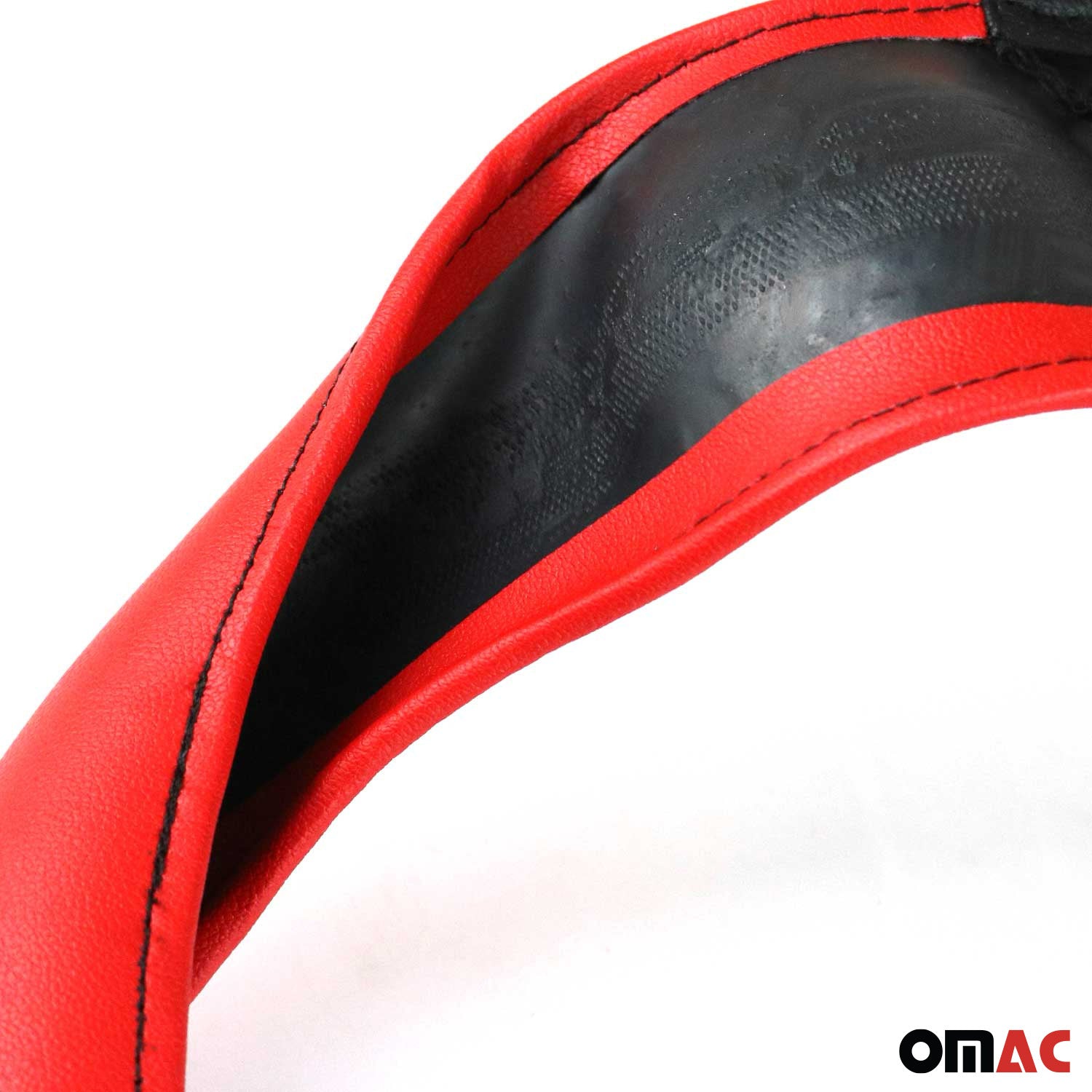 14.5-15.5’’ Steering Wheel Cover Red Black Leather Anti-slip Breathable