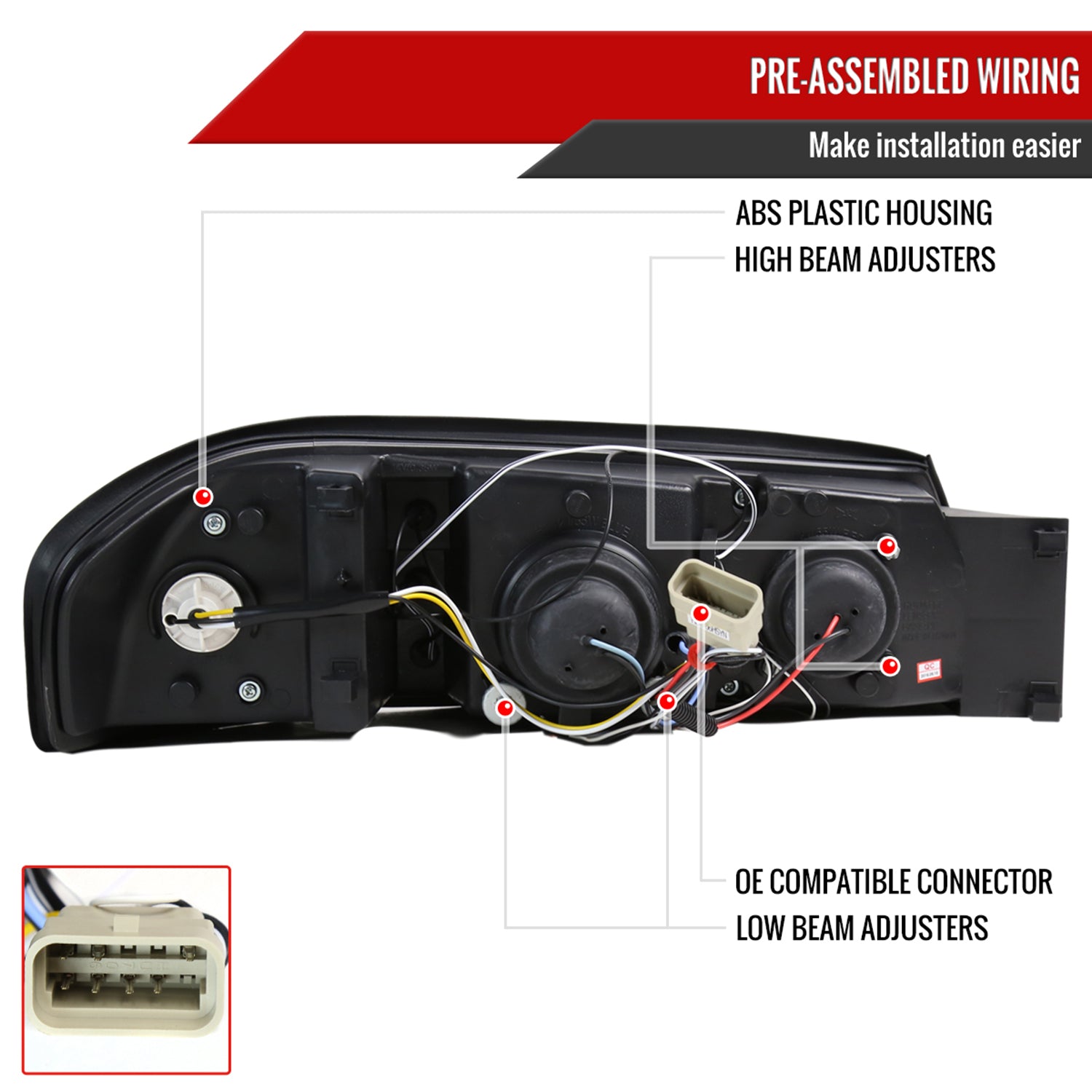 2000-2005 Chevy Impala Dual Halo Projector Headlights Chrome/Clear Lens