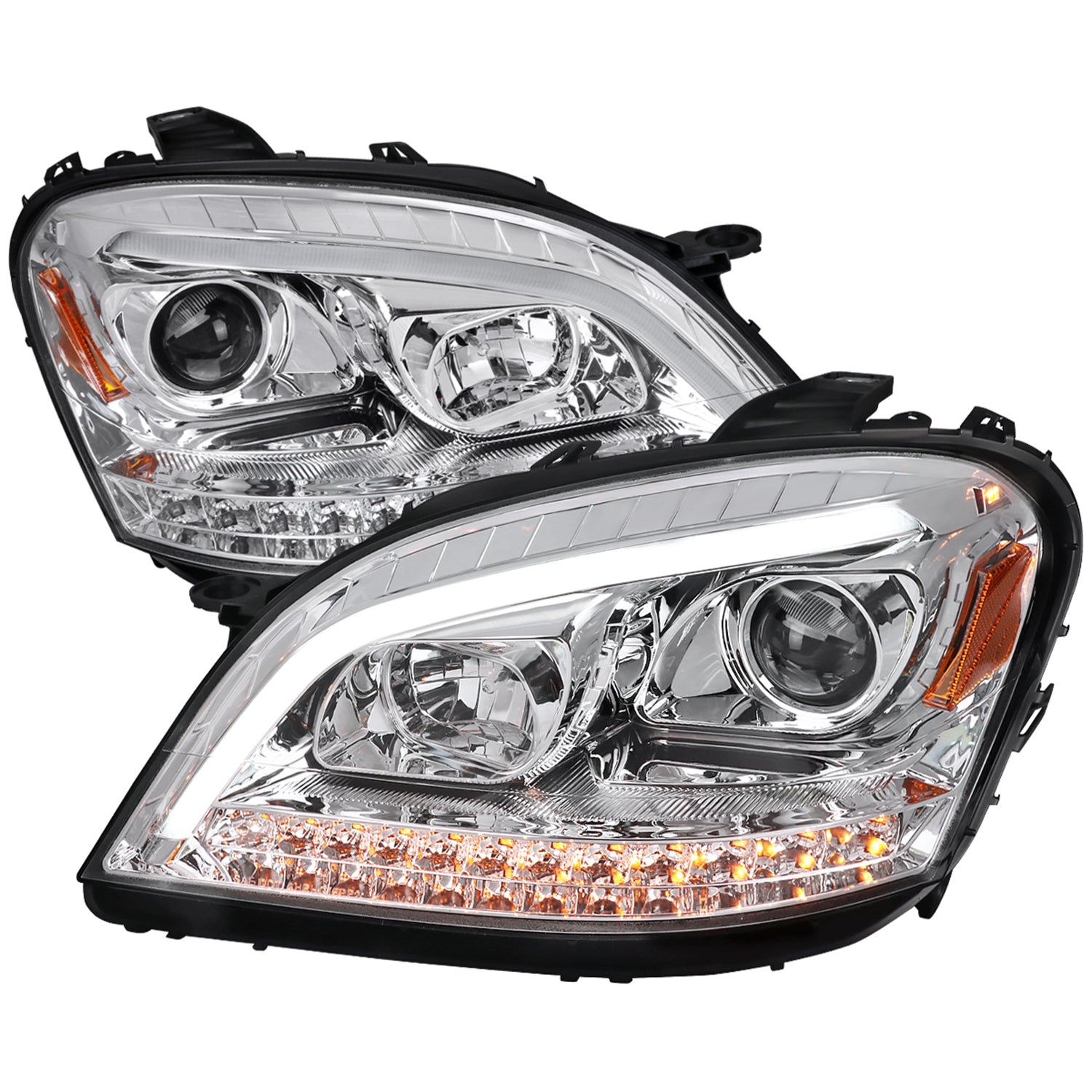 2006-2008 Mercedes Benz W164 ML Class LED Bar Headlights Signal Lights Chrome