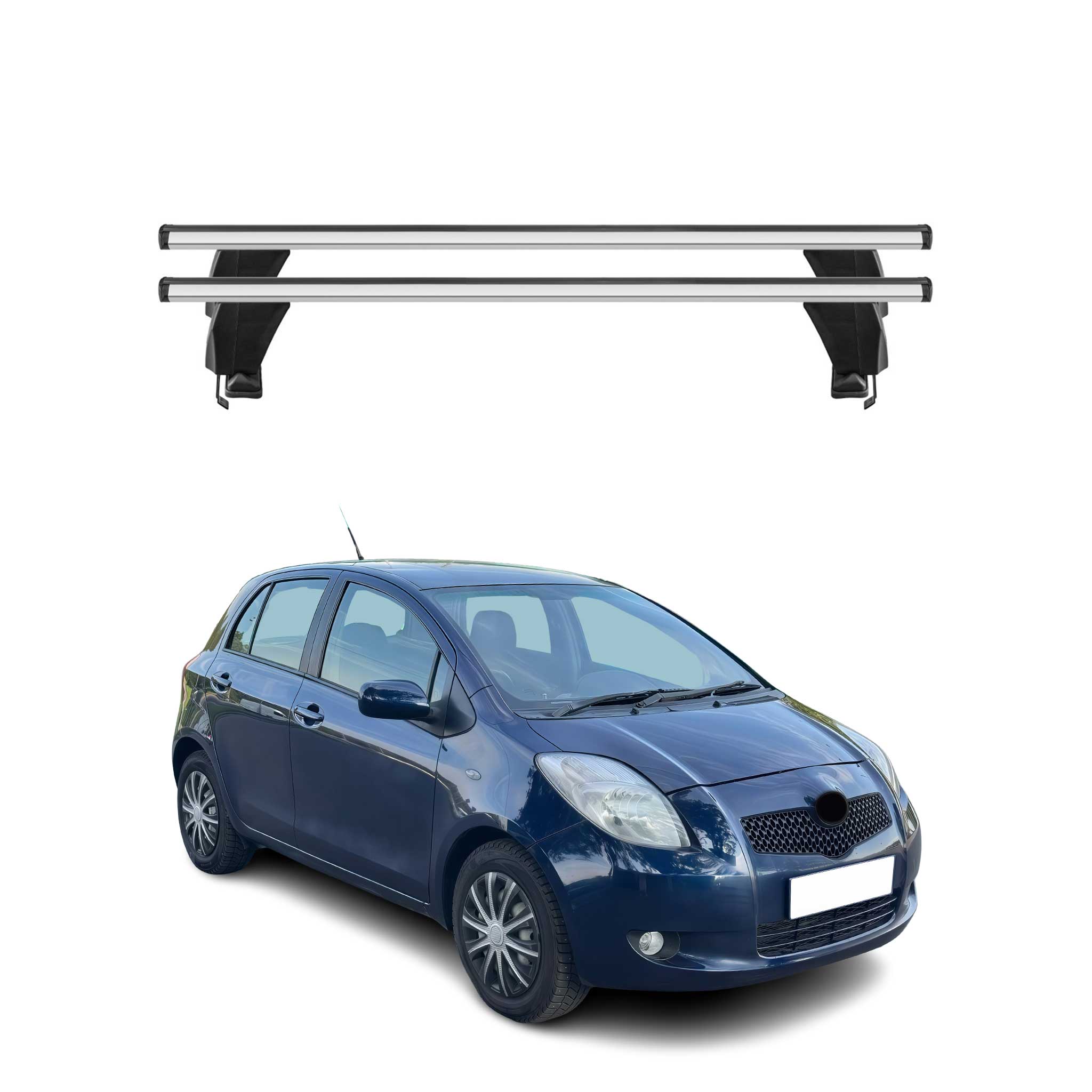 2007-2012 Toyota Yaris Hatchback Roof Rack Cross Bars Silver