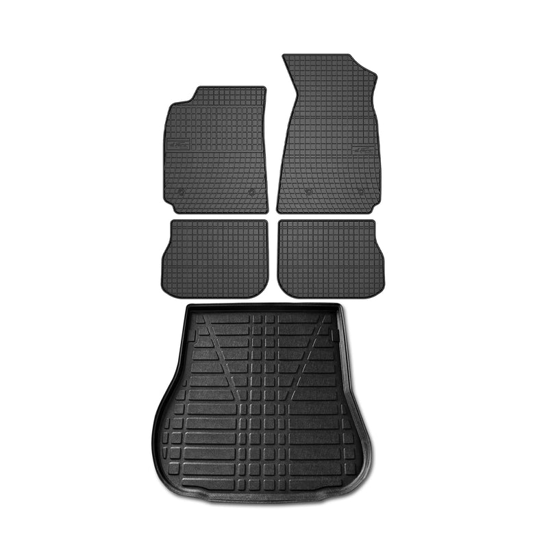 Floor Mats Cargo Liner Set for Audi A4 Avant B5 1998-2001 Black 5Pcs