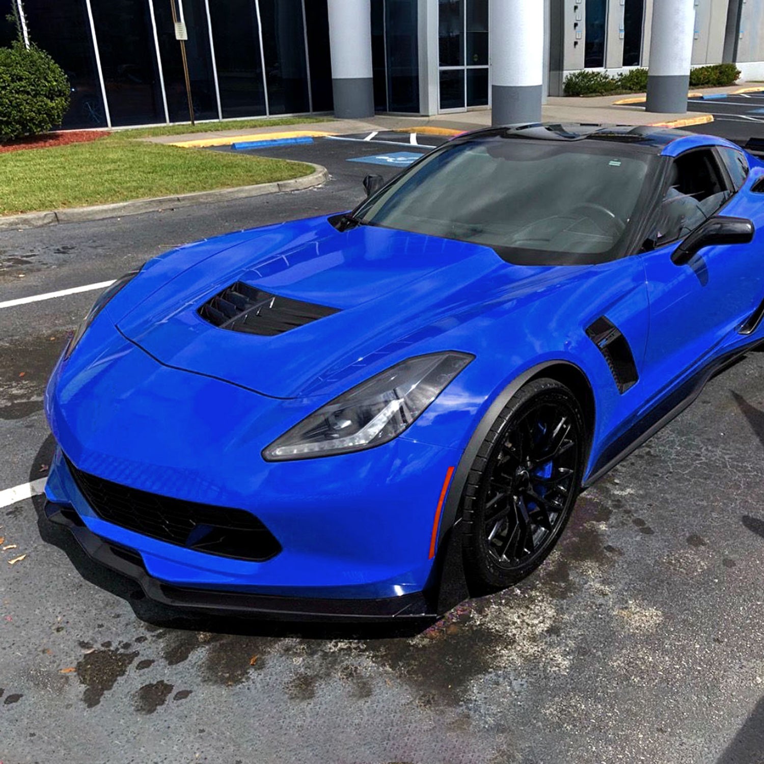 2014-2019 Chevrolet Corvette C7 Black 2PC Front Bumper Canards Spats Cover