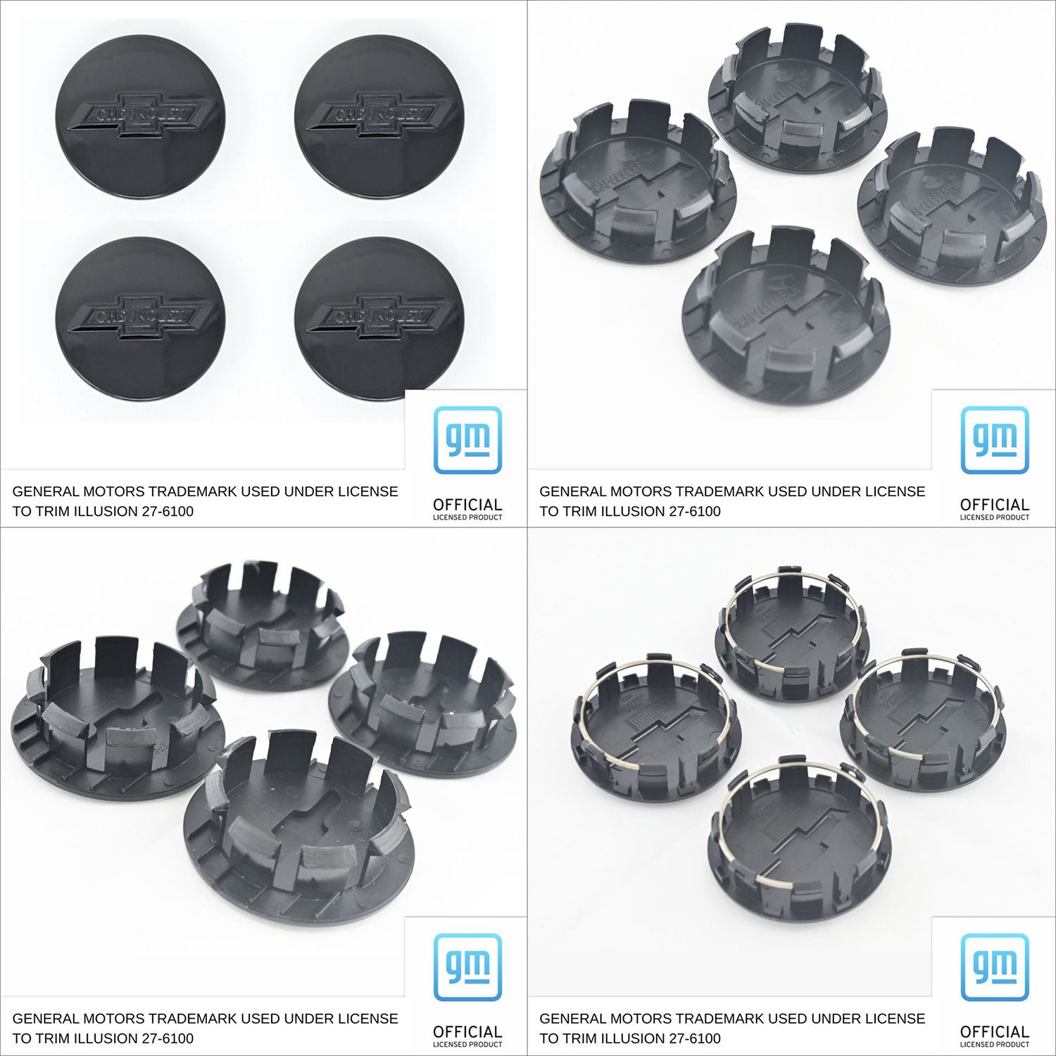2013-2023 Chevrolet Traverse Licensed Wheel Cap Emblem Set Gloss Black 4Pcs ABS Plastic