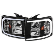 2007-2013 Chevy Silverado 1500 2500HD 3500HD LED Headlights Amber & Black