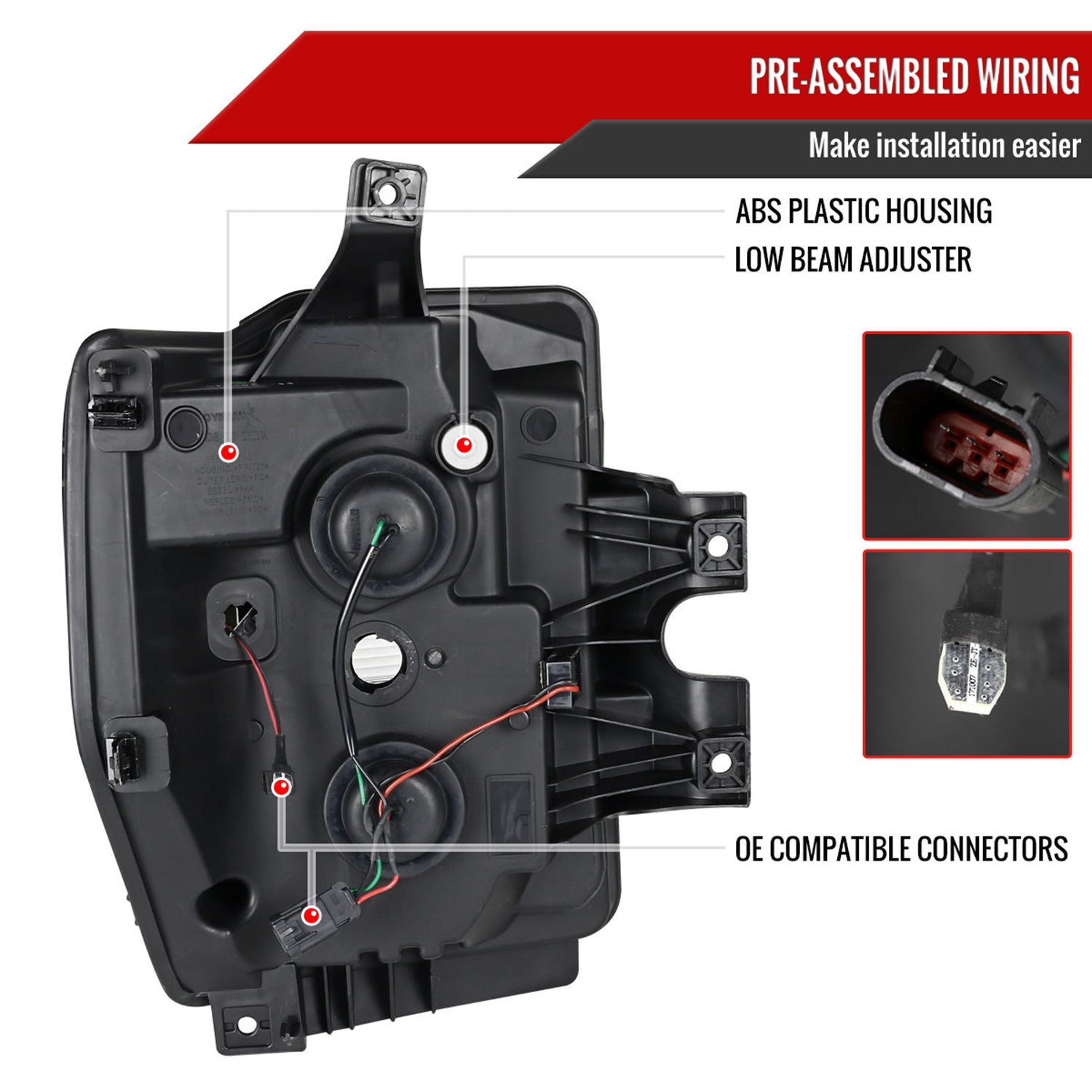 2008-2010 Ford F-250 F-350 F-450 LED C-Bar Projector Headlight Black/Smoke