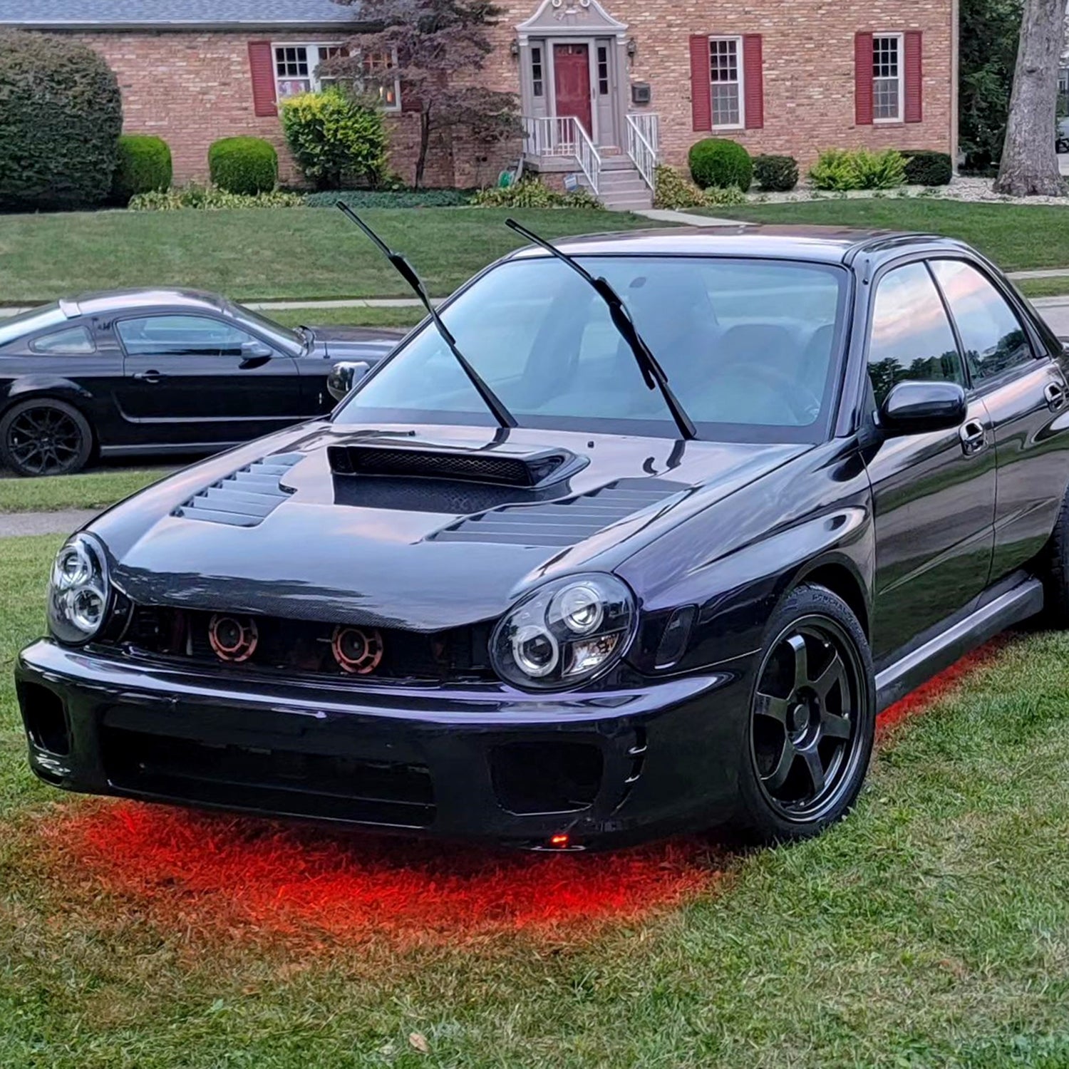 2002-2003 Subaru Impreza Dual Halo Bug Eye Projector Headlights Matt Black