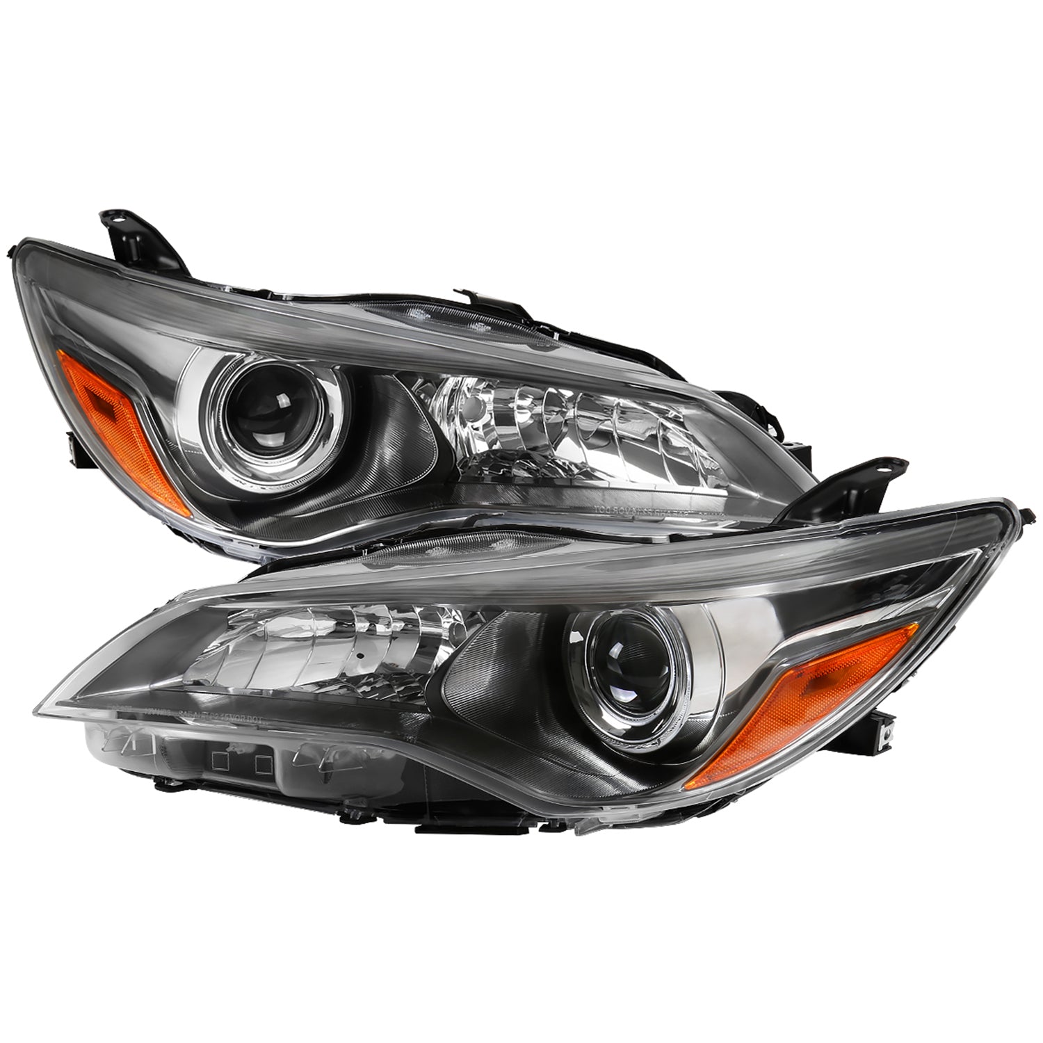 2015-2017 Toyota Camry Projector Headlights Amber Reflectors Gunmetal Housing