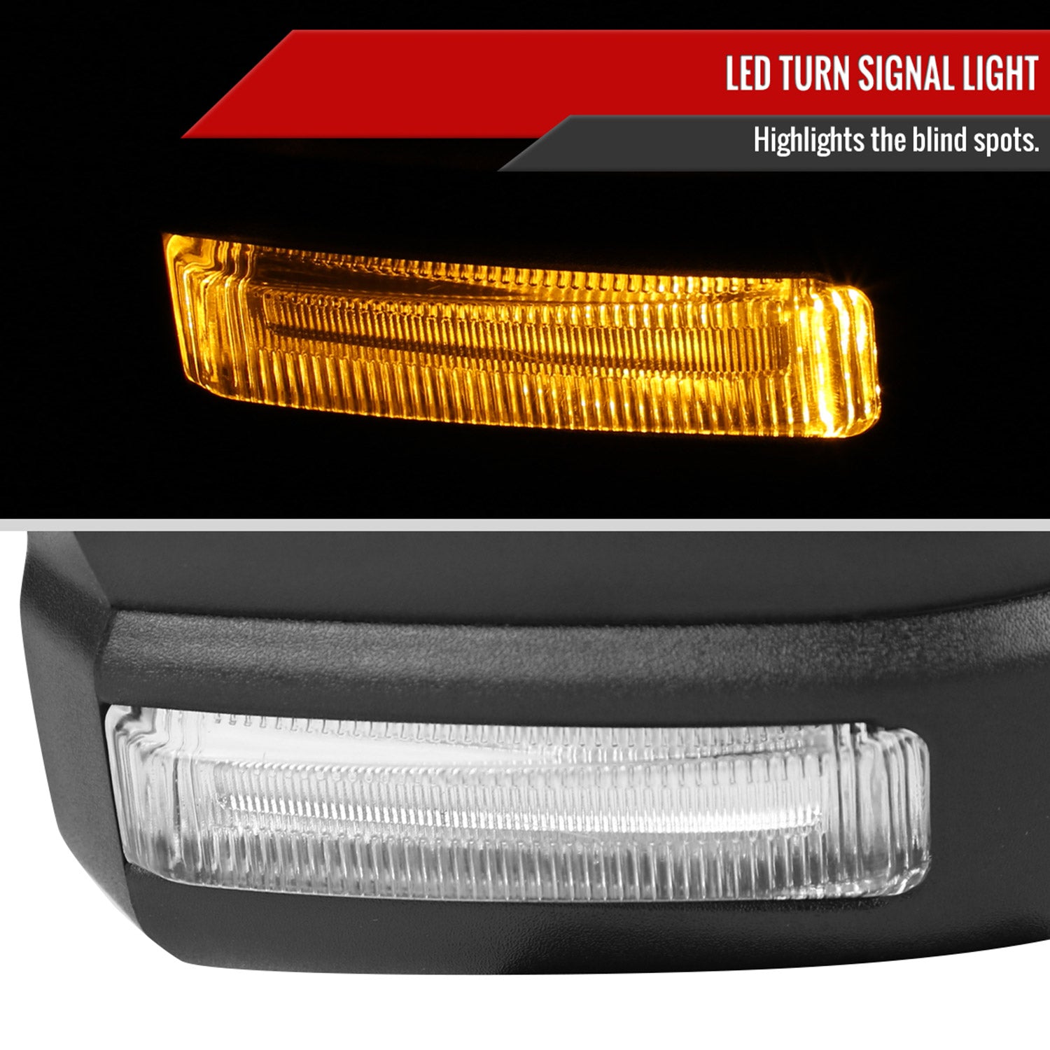 2015-2020 Ford F-150 Black Heated Side Mirror LED Turn Signal Passenger Side