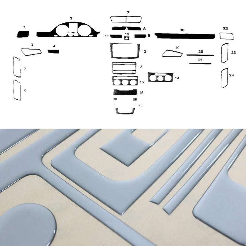 2006-2010 VW Passat B6 Aluminium Look Dashboard Console Trim Kit 21Pcs