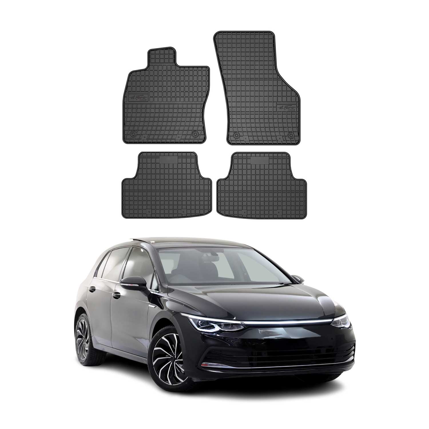 2022-2024 VW Golf R Mk8 Floor Mats Liners Full Set All Weather Rubber Black