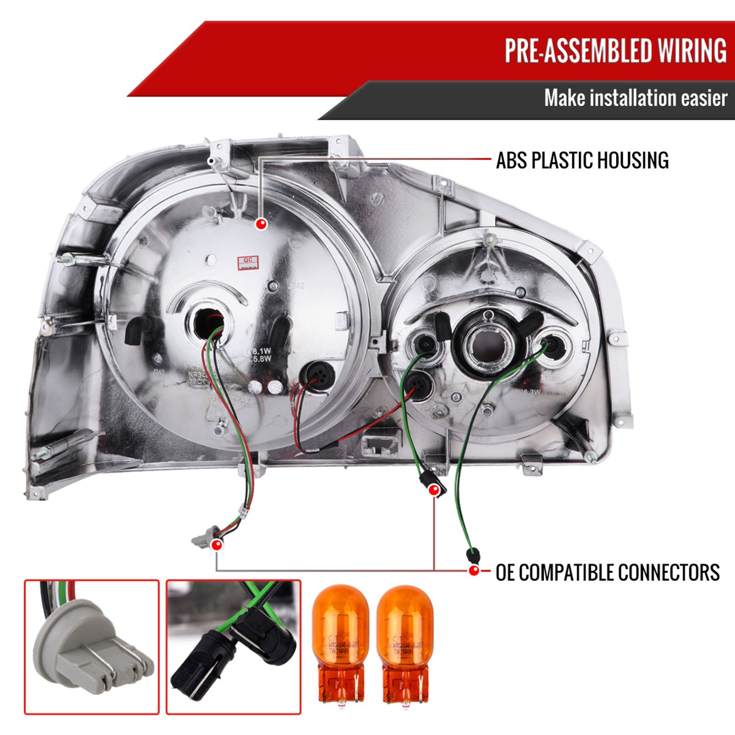 1999-2002 Nissan Skyline GT R34 JDM Red LED Tail Lights Chrome/Red Lens