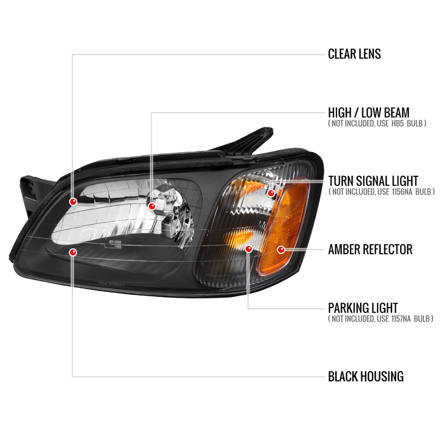2000-2004 Subaru Legacy Brighton/2003-2006 Baja Sport Factory Headlights Black