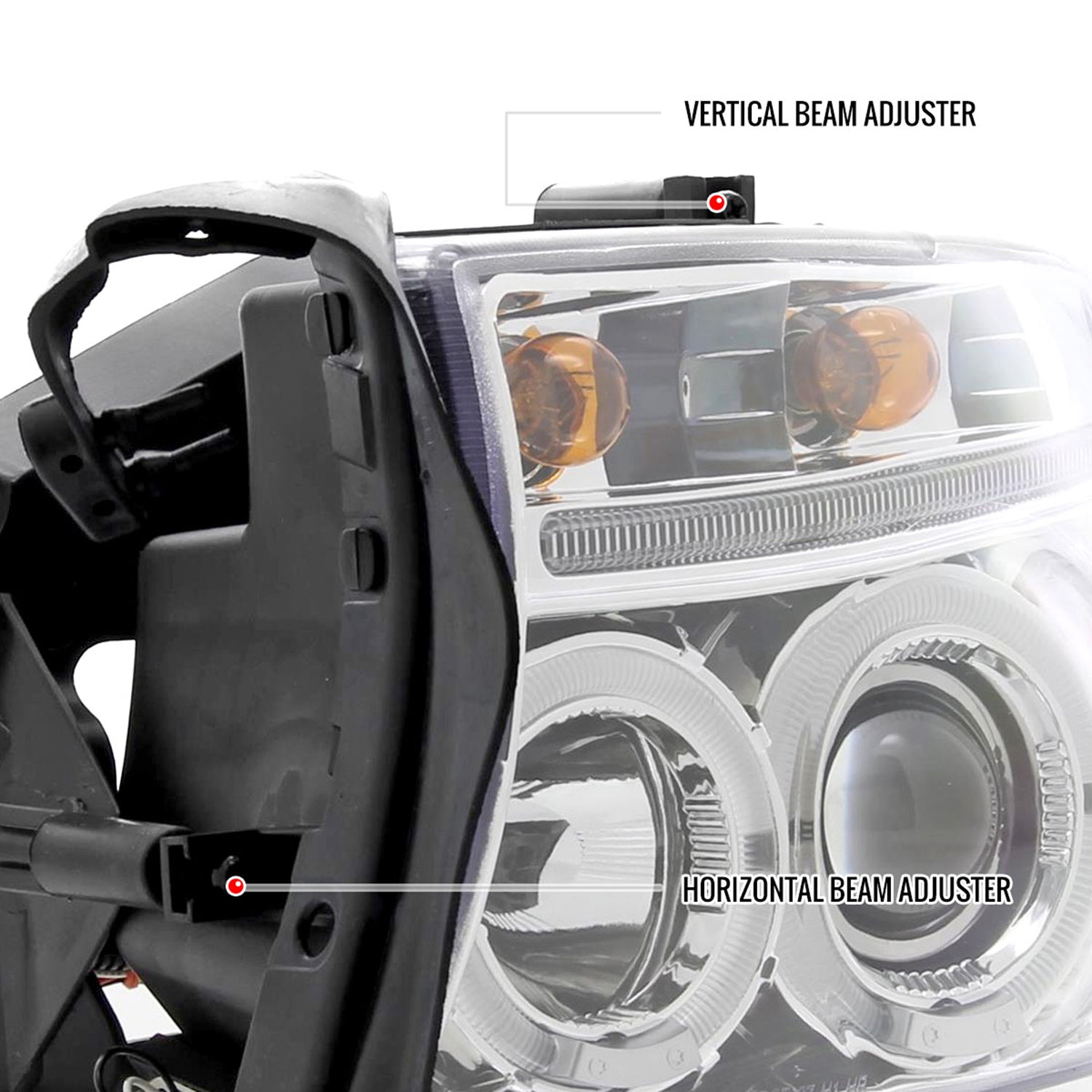 1997-2004 Dodge Dakota/ 1998-2003 Durango Dual Halo Projector Headlights Chrome