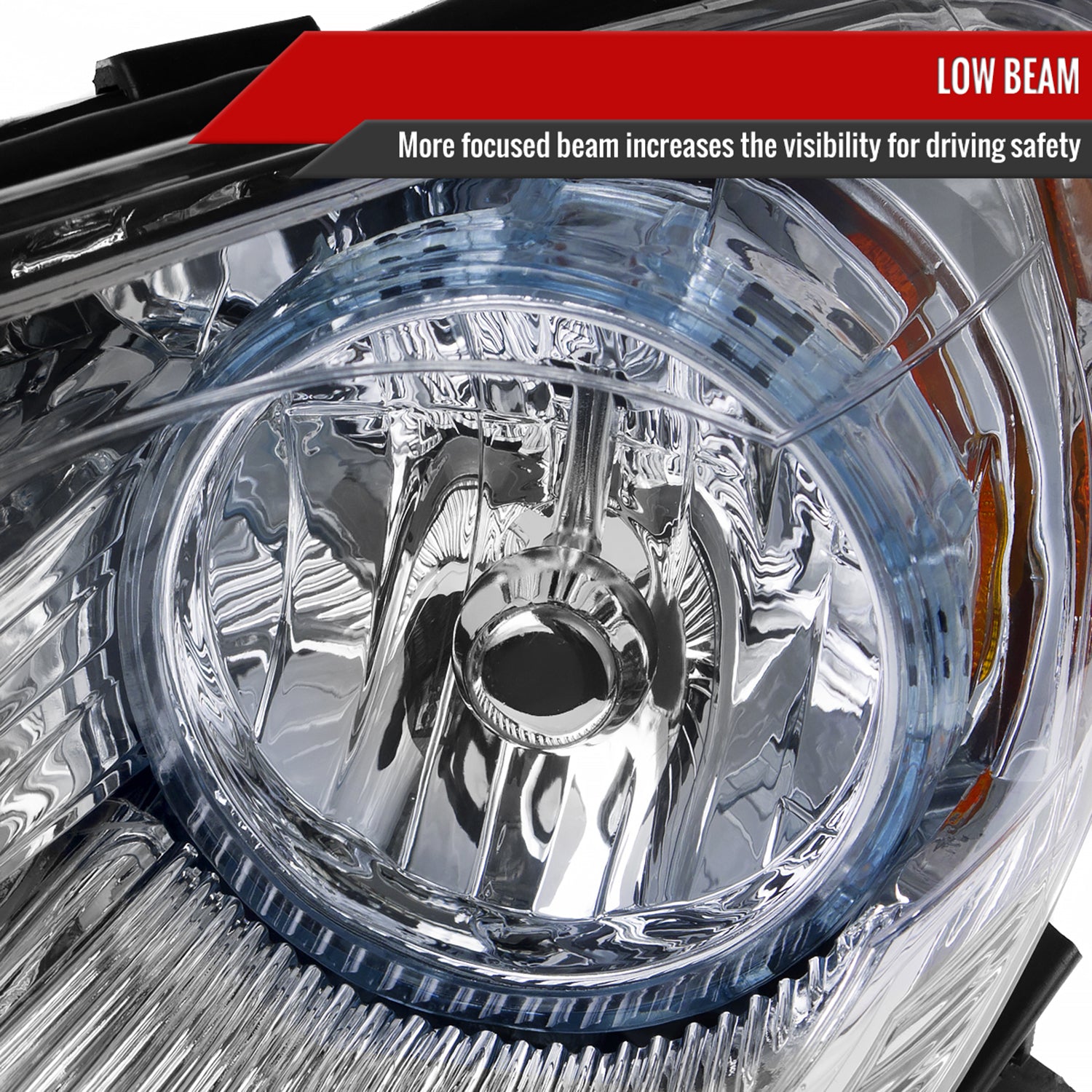 2008-2012 Chevy Malibu LS/LT/LTZ Crystal Headlights Amber Reflectors Chrome